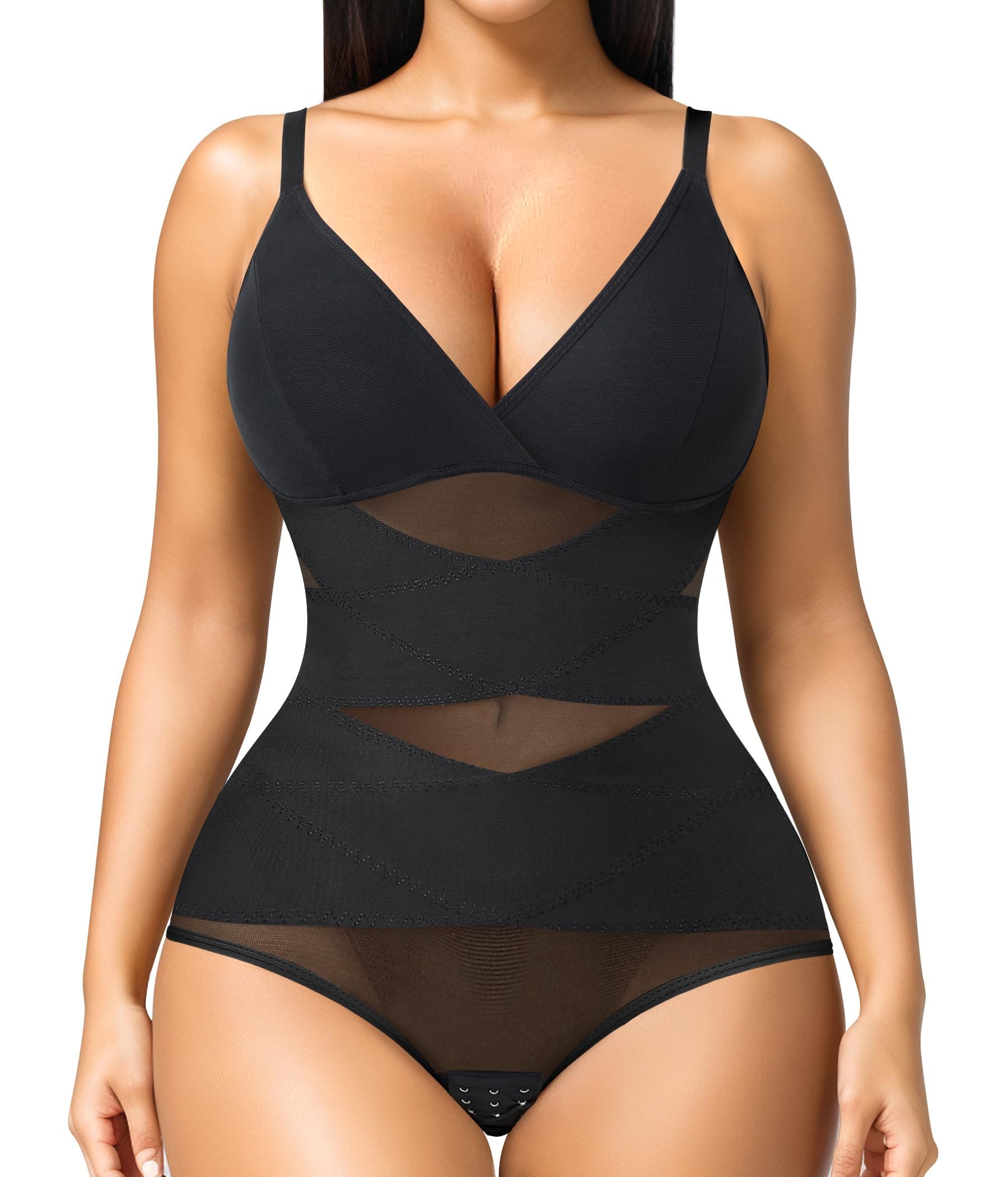 Junlan Shapewear Bodysuit for Women Seamless Body Shaper Tummy Control Waist Trainer Vest Shaping Leotard Tops