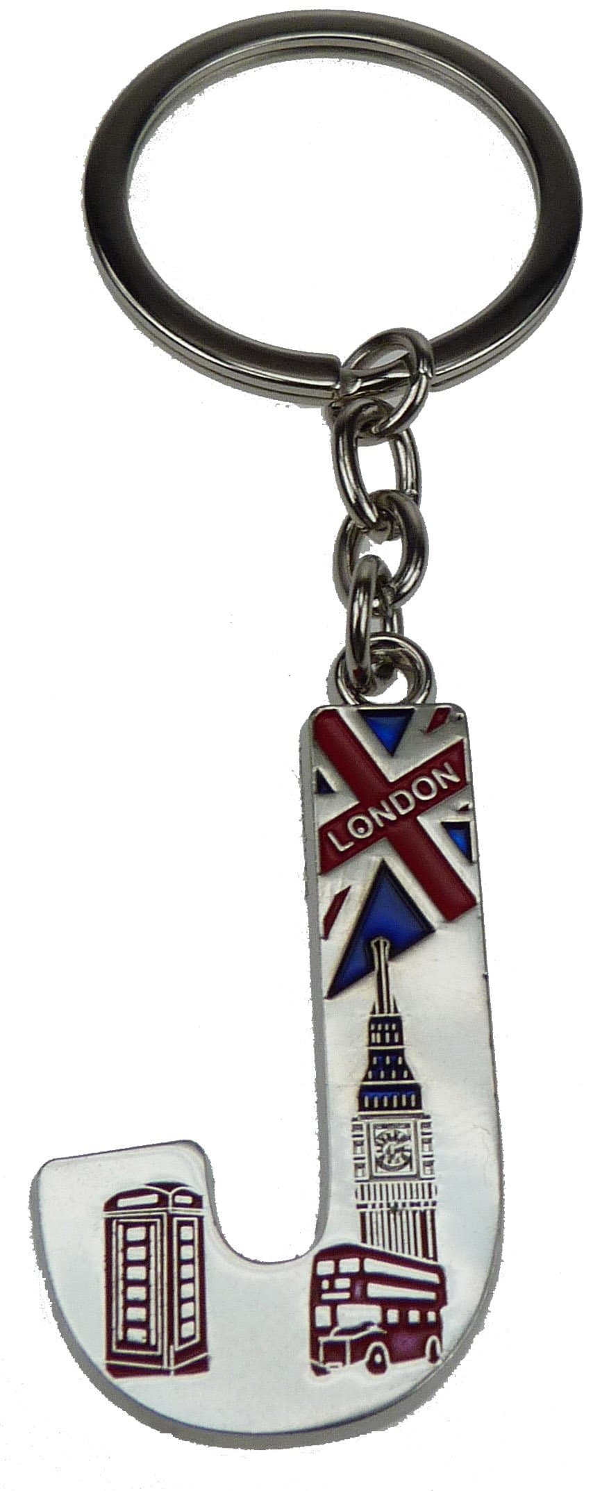 London Landmark Souvenir Alphabet Letters Name Sign Metal Key Ring Chain - A to Z (J)