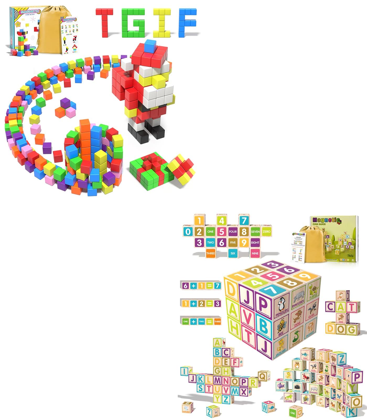 Magnetic Blocks Classroom Must Have Educational Magnet Number Letter Building Cubes Toys for Kids Preschool, Stem Numberblocks Learning Math Counting 123 and Reading Alphabet ABC for Toddlers