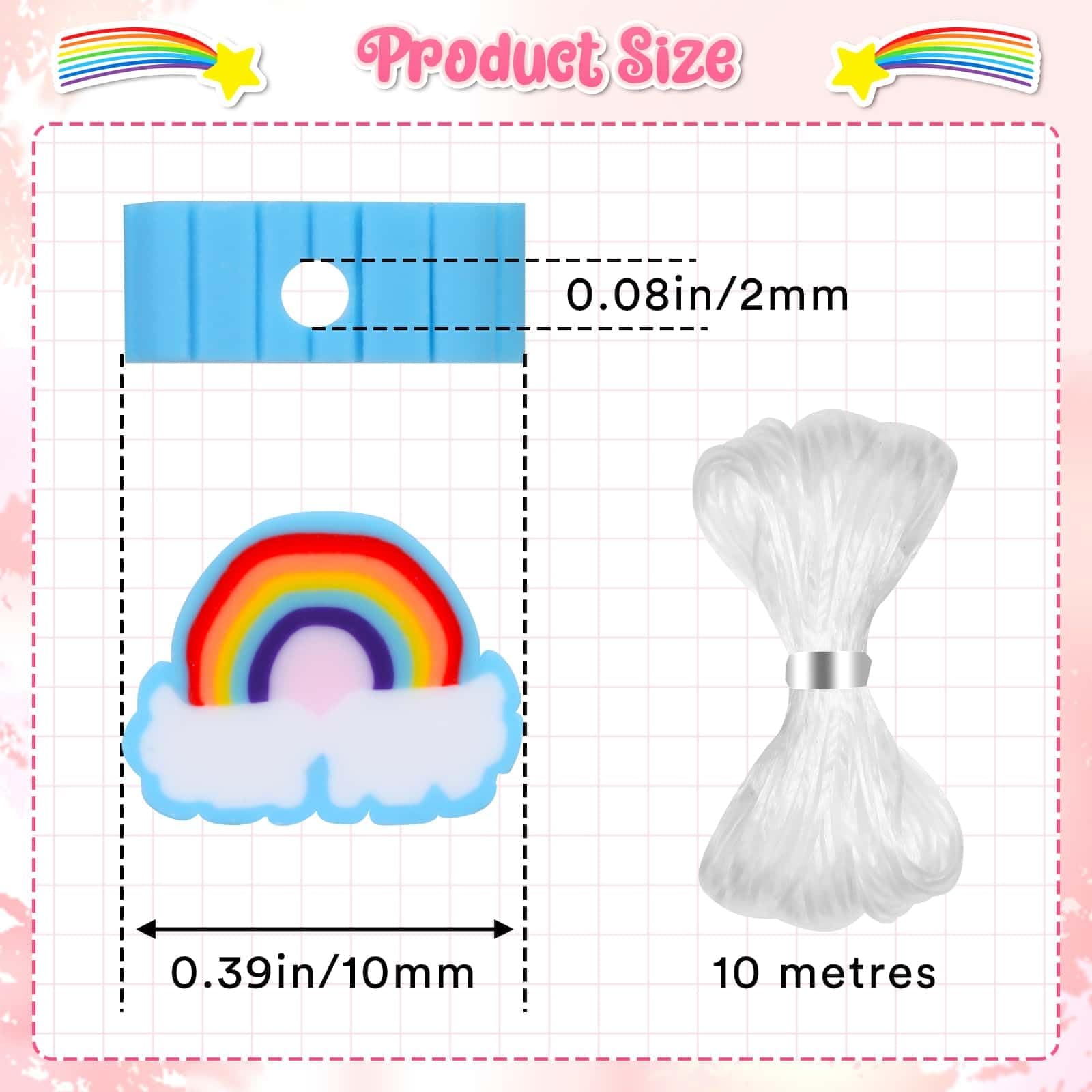 Thrilez 480 Pcs Fruit Flower Polymer Clay Beads, 24 Styles Clay Bead Charms for Bracelets Making, Jewelry Making, Necklace and Earring with Elastic String