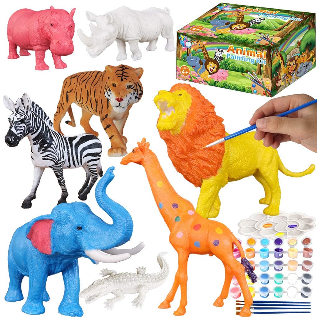 Yileqi Safari Animal Painting Kit for Kids Crafts and Arts Set, Jumbo Jungle Animal Toy Art and Crafts for Boys Girls Age 4 5 6 7 8 Years Old, DIY Paint for Kid Activities Birthday Gift