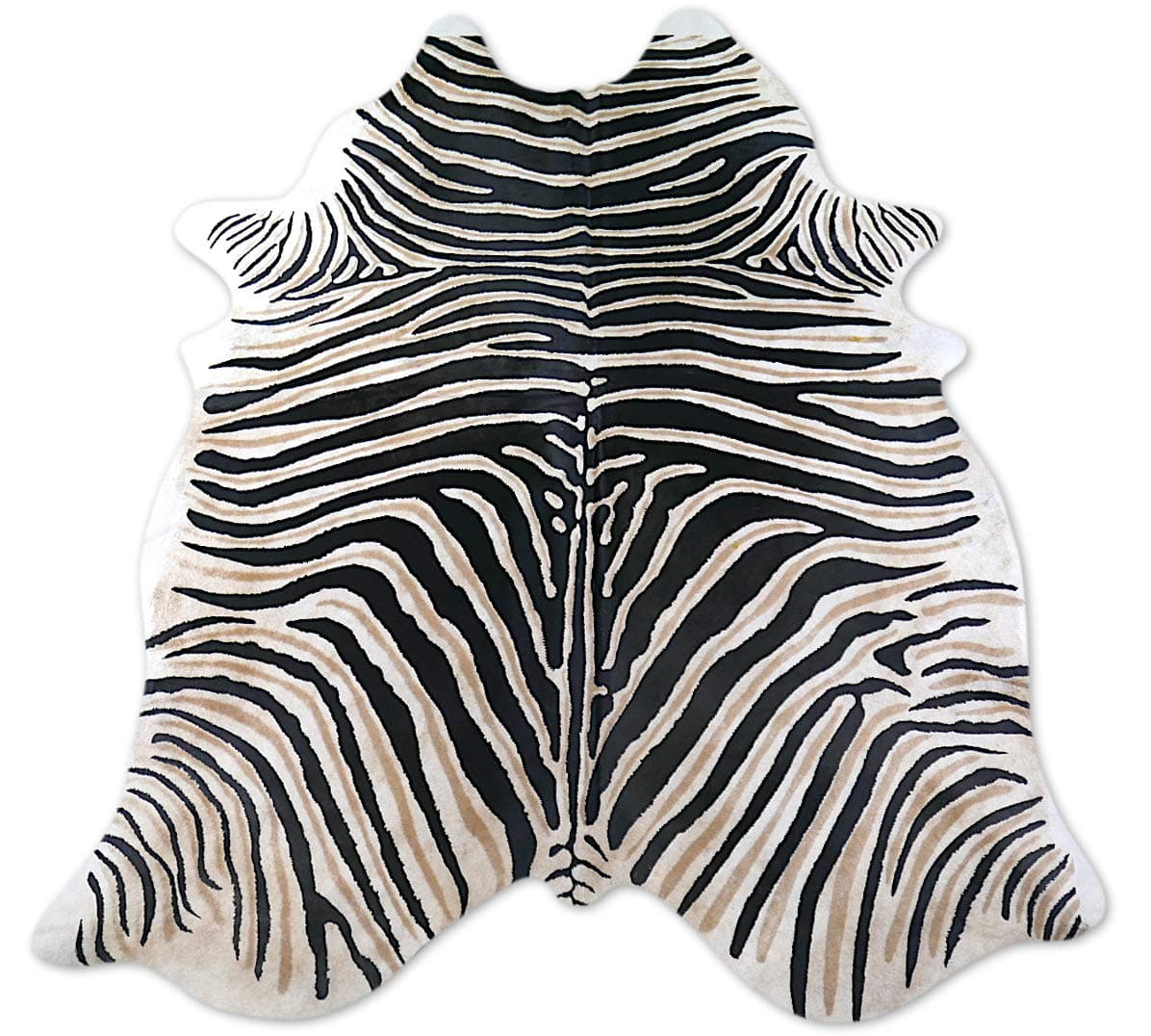 Deluxe Cowhides - Cowhide Area Rug - Genuine Zebra Cowhide Approx 7X6 feet or 213X183cm