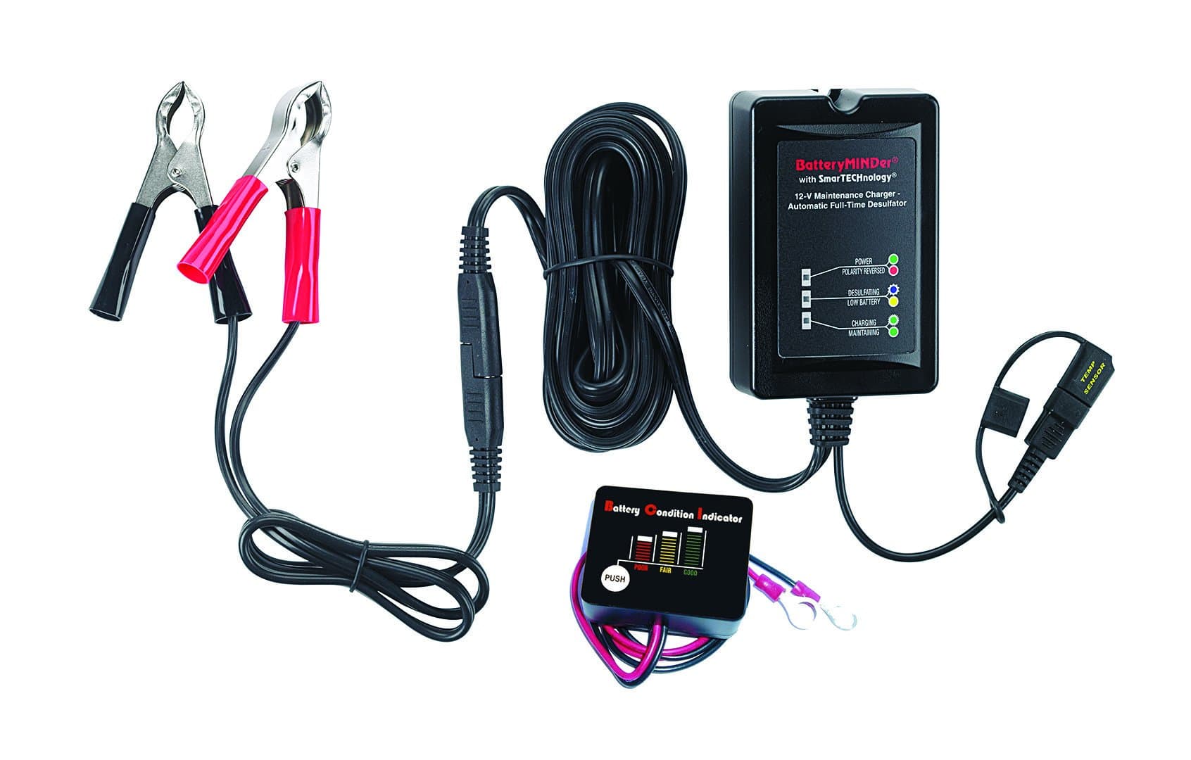 BatteryMINDer Model 1500CEC1B: 12Volt-1.5 Amp Battery Charger Maintenance Charger/Desulfator with Push-Button Battery Indicator - Designed for Cars, Trucks, Motorcycles, ATV, Boat, RV, etc.