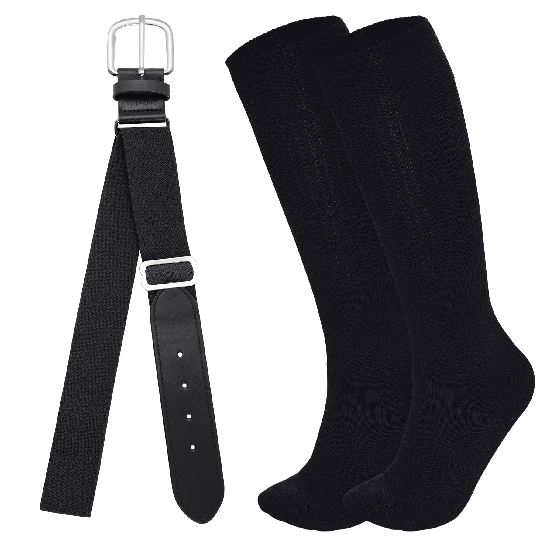 Youth Baseball Socks and Belt Combo Set Softball Baseball Socks and Elastic Waist Belt for Youth Boys Girls