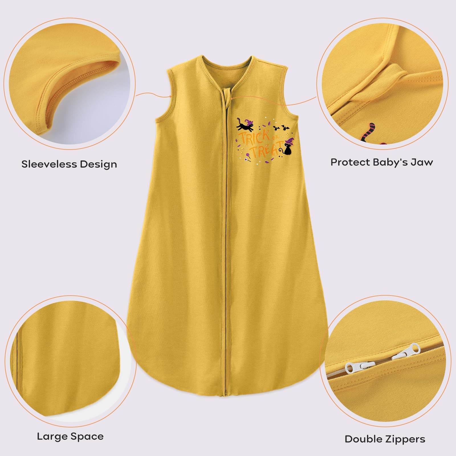 Yoofoss Baby Sleep Sack 0-6 Months Baby Wearable Blanket 100% Cotton 2-Way Zipper TOG 0.5 Toddler Sleeping Sack 3 Pack, Comfy Soft Lightweight Sleep Sacks for Babies(Small)