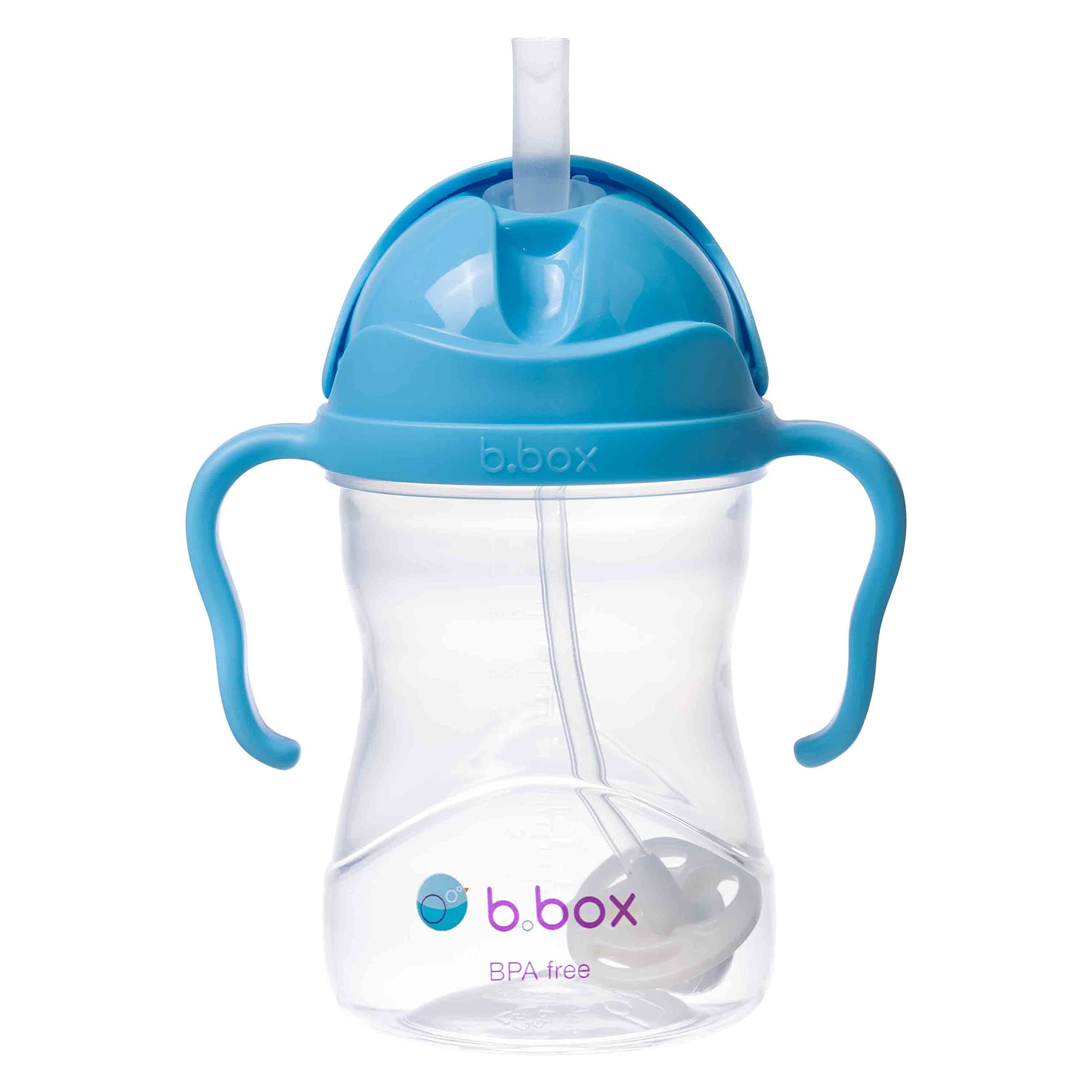 b.box Sippy Cup | Drink from any Angle | Fliptop, Weighted Straw, Leak Proof & Easy Grip | BPA Free, Dishwasher safe | From 6m+ | 240ml/8 oz Blueberry