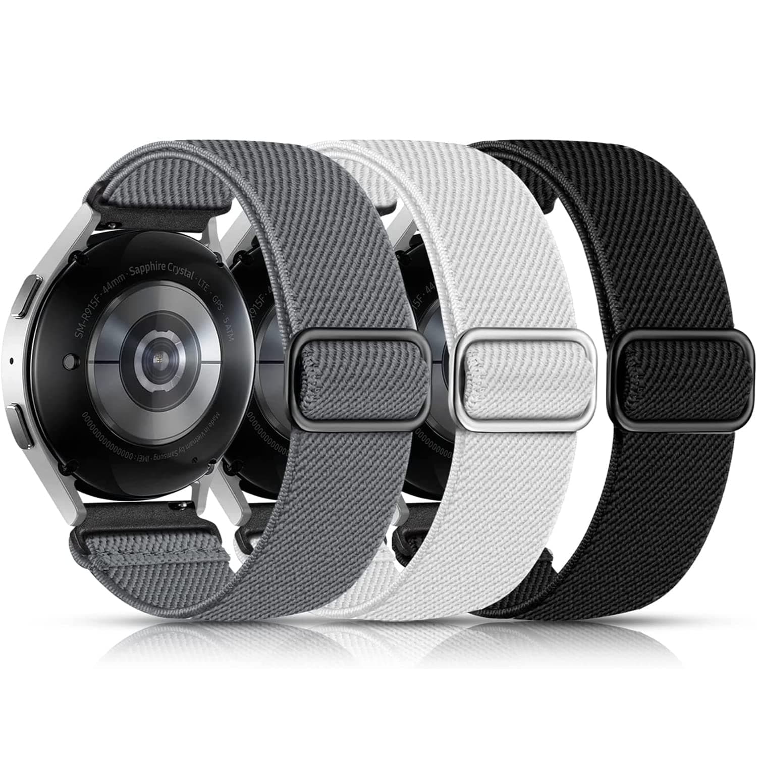 Lerobo Elastic Bands Compatible with Samsung Galaxy Watch 8 7 6 5 4 40mm 44mm/Galaxy Watch 8 Classic 6 4 Classic 43mm 47mm 42mm 46mm/5 Pro Band 45mm/Active 2,3 Pack 20mm Adjustable Nylon Sport Band