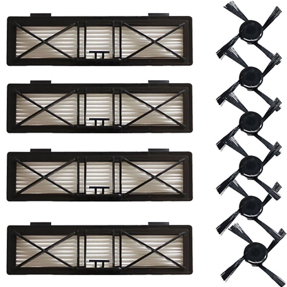 Followhe Type 10Pcs Spare Parts for Neato Botvac D Series D75 D80 D85 & 65 Botvac 70e 75 80 85 including 6 Side Brush & 4 Ultra Performance Filter