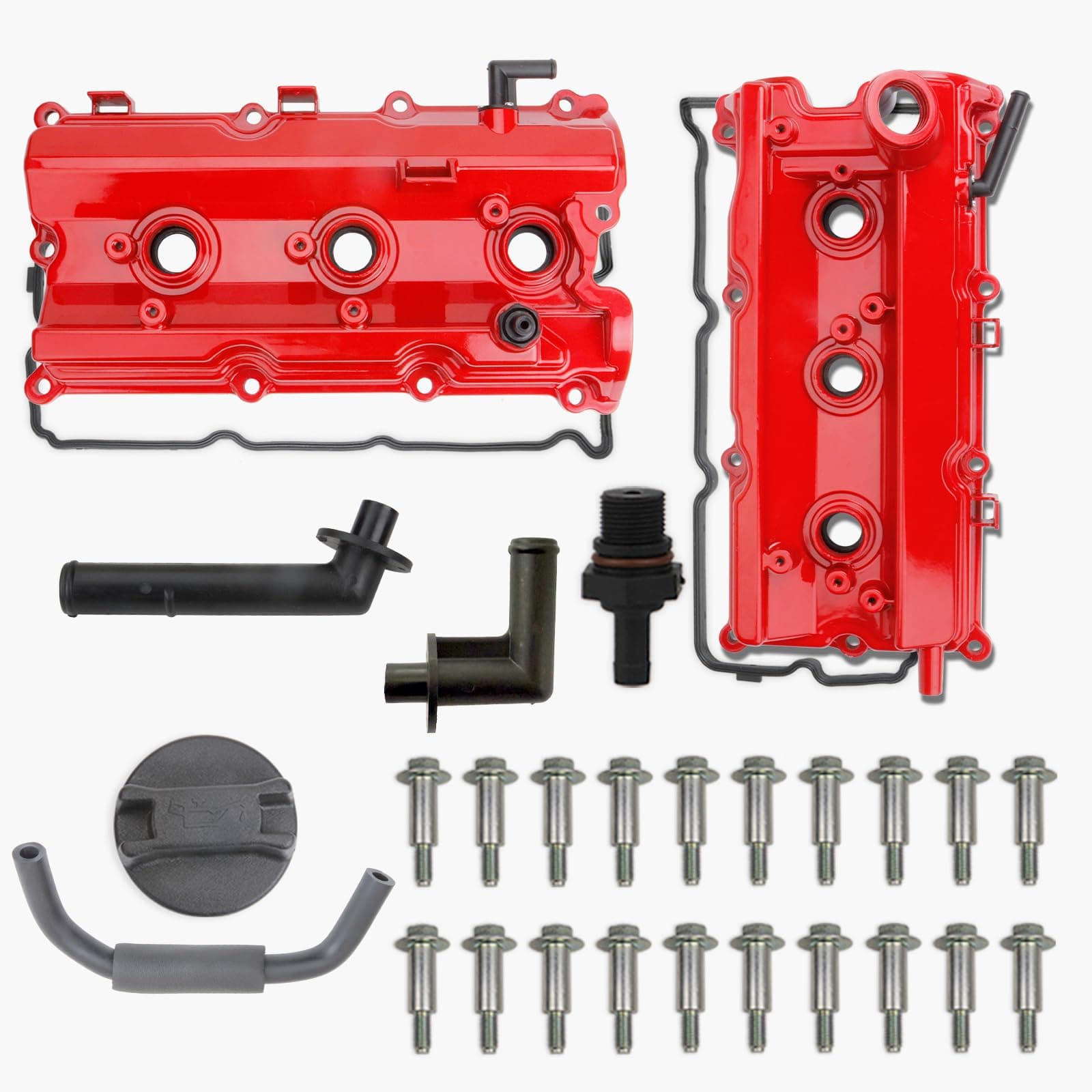 MITZONE Upgrade Aluminum Valve Cover Left and Right Compatible with 2003-2008 Nissan 350Z Infiniti FX35 G35 M35 VQ35DE 3.5L Part # 13264AM600 13264AM610