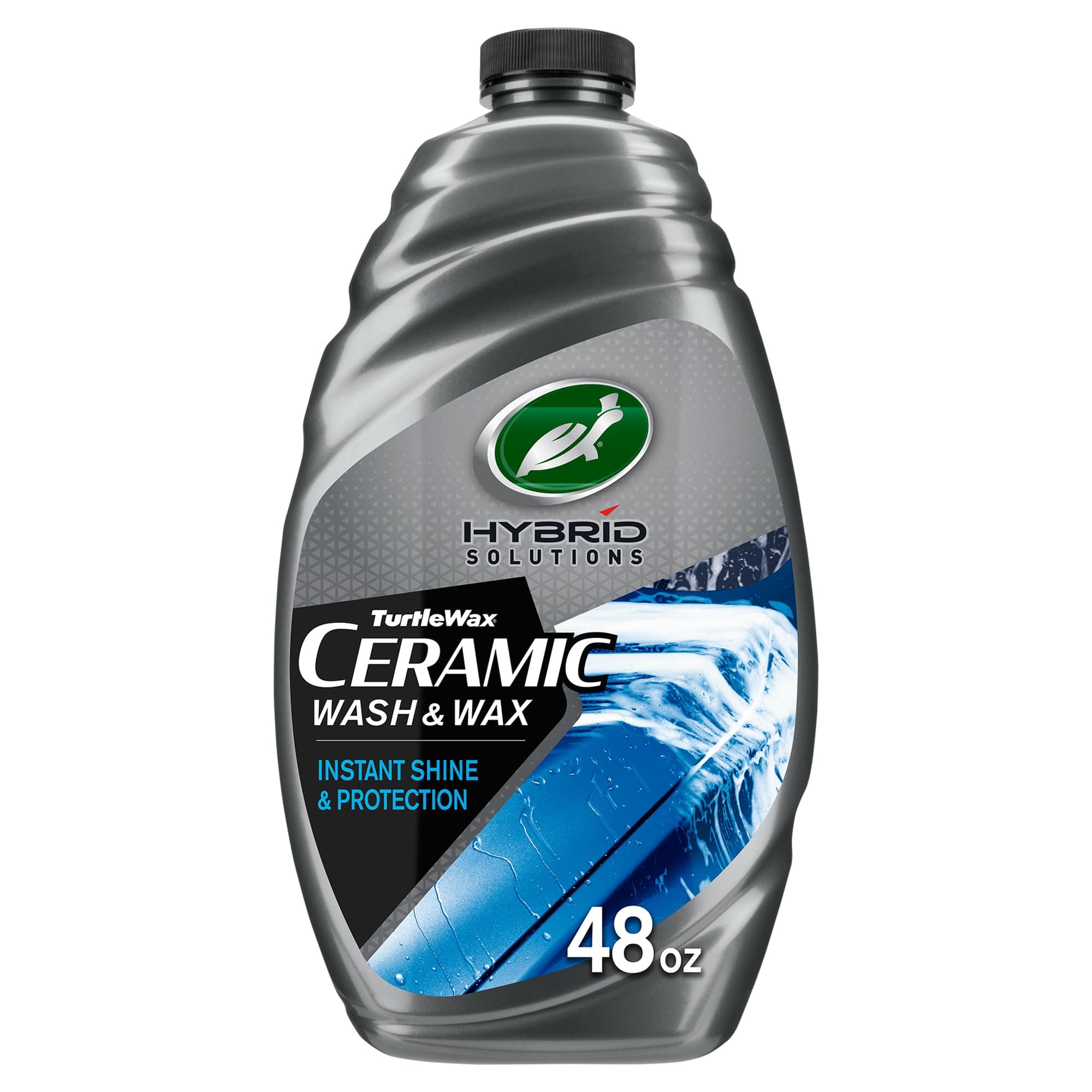 Turtle Wax Hybrid Solutions Ceramic Car Wash and Wax, Gentle pH Neutral Car Cleaner with Extreme Water Beading Paint Protection, High Gloss Spot-Free, Car Wax Shine, Fruity Scent, 48 oz (Pack of 1)