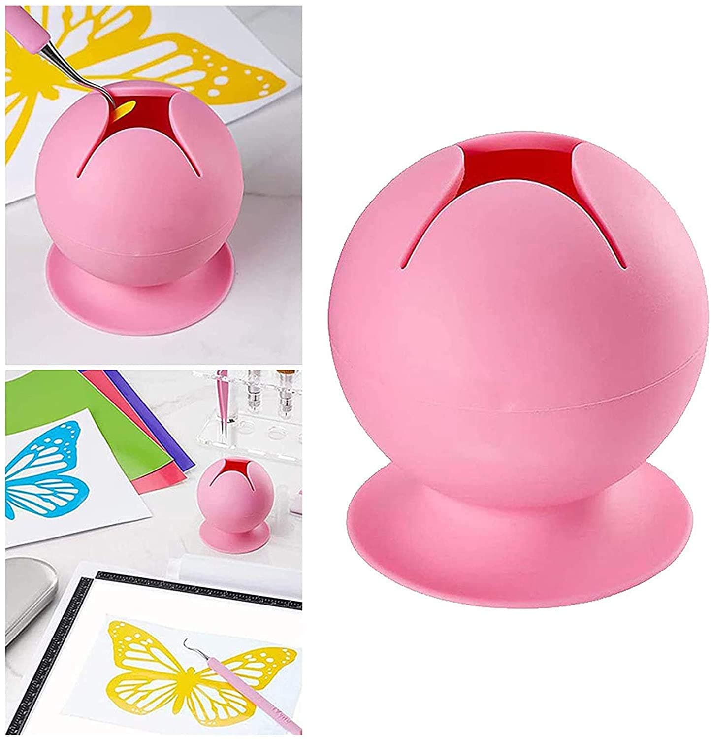 Vinyl Weeding Scrap Collector, Vinyl Silicone Suction Cup,Weeding Waste Collector,Vinyl Trash & Weeding Waste, Weeding Tool Kit -Pink