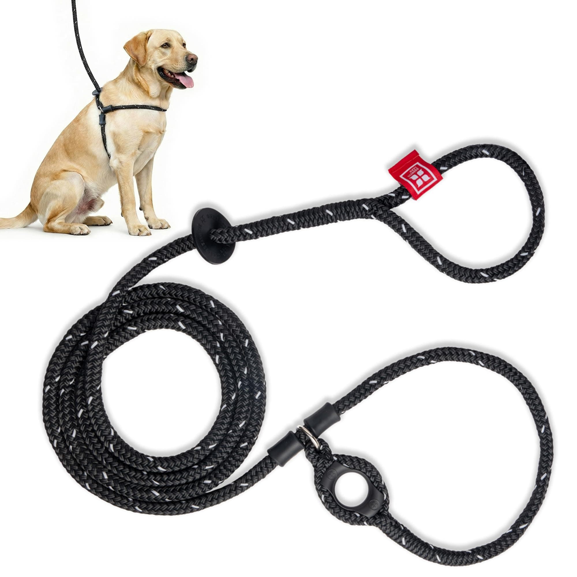Harness Lead No Pull Dog Harness and Leash Set, Anti Pull Dog Harness for All Breeds and Sizes, One-Piece Cushioned Rope Design Safely Prevents Escaping and Pulling (Medium/Large, Black/Reflective)