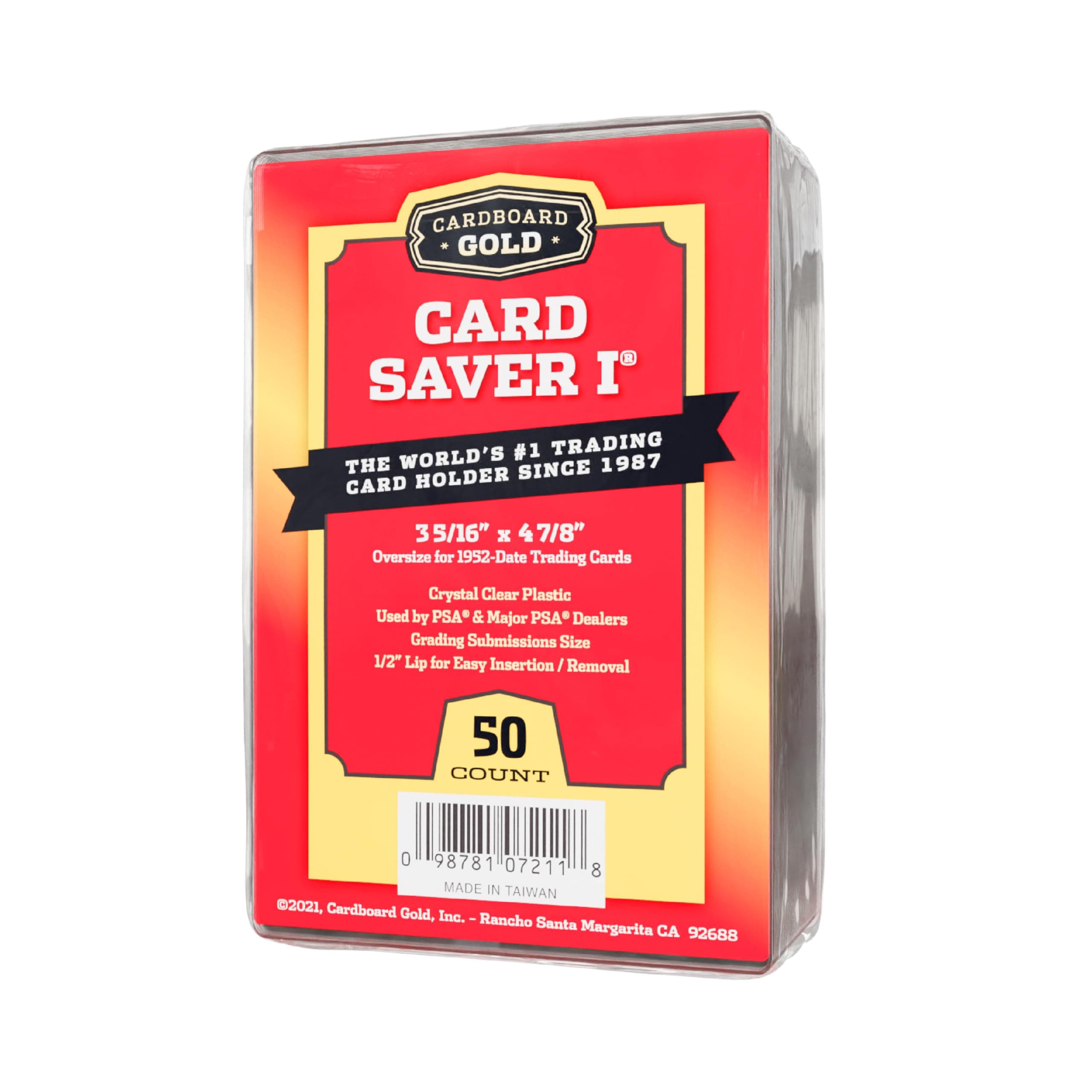 Cardboard GoldCard Saver 1-50 Count - Semi Rigid Card Holder, Trading Card Protectors - PSA-Approved Cardsaver for Baseball, Trading, Sports Cards - Card Sleeves, Binder, & Storage Box Compatible