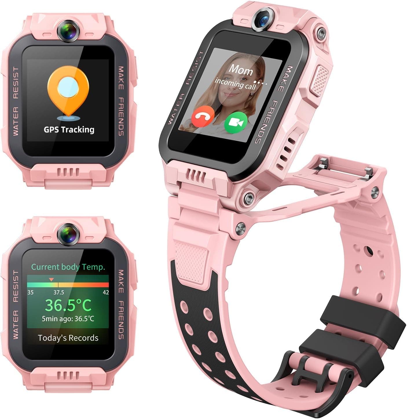 imoo Watch Phone Z7 Kids Smart Watch, Smartwatch with Long-lasting HD Video & Phone Call, Kids GPS Watch & 14 Days History, 4 Multisport Mode & IPX8 Water-resistant (Pink)
