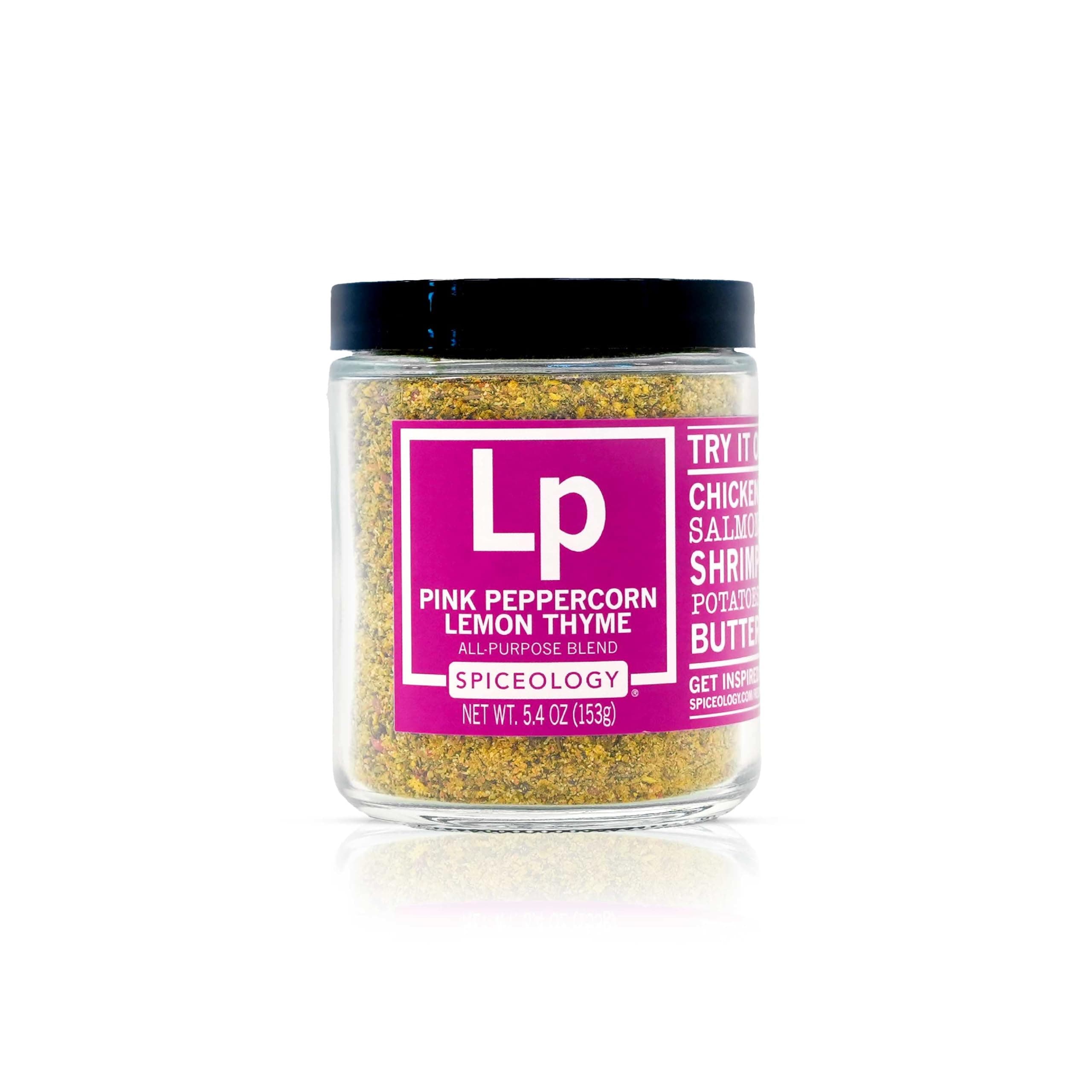 Pink Peppercorn Lemon Thyme - Use On: Chicken, Salmon, Shrimp, Potatoes, Butter, Vegetables, Salad Dressing - Lemon Pepper Seasoning - Vegetable Seasoning - Spices and Seasonings - 5.4 oz
