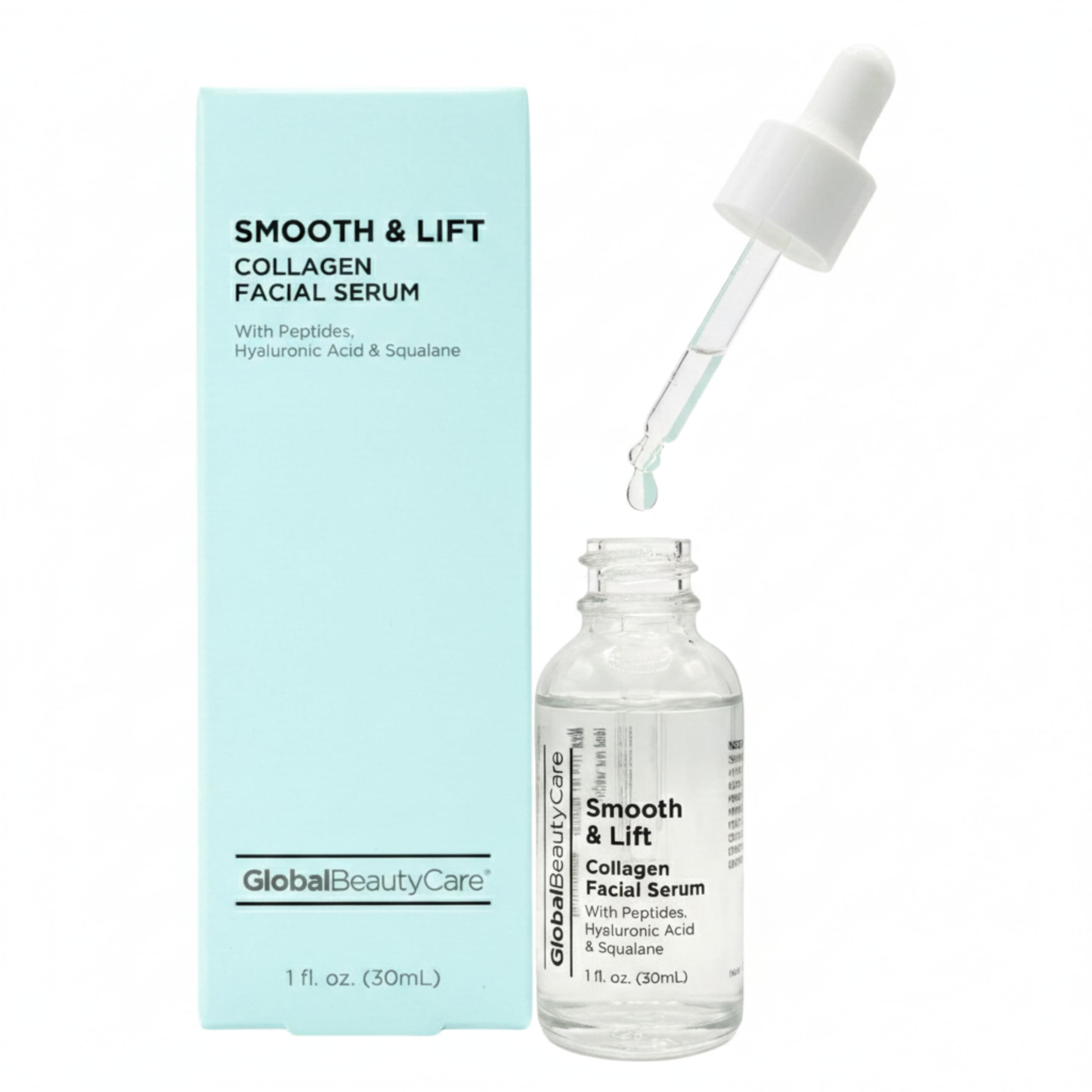 Smooth & Lift Collagen Facial Serum with Peptides, Hyaluronic Acid & Squalane 1fl oz 30ml