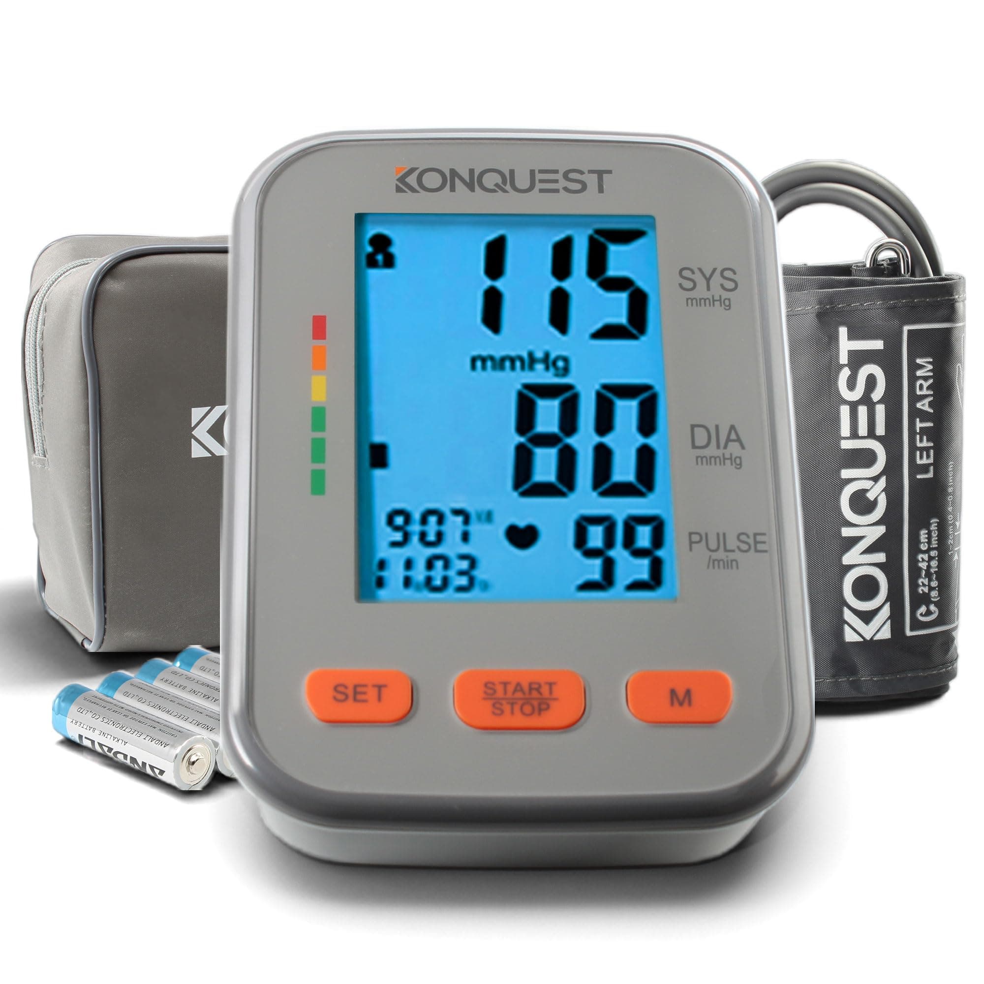 Konquest KBP-2704A Digital Blood Pressure Monitor – Automatic Upper Arm BP Machine with Large Cuff (8.5–16.5 in), Backlit Display, Digital, Irregular Heartbeat Detector – Tensiometro Digital