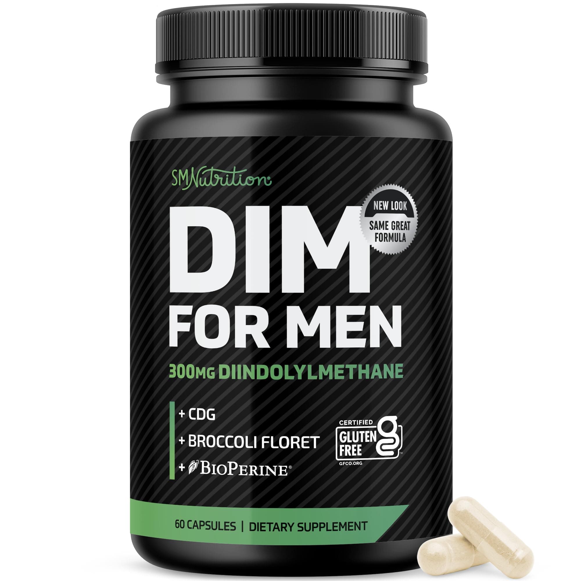 300mg DIM Complex Diindolylmethane Supplement (60 Capsules) - DIM Plus BioPerine, CDG, Broccoli Sprouts - Aromatase Inhibitor for Men; DIM for Weight Loss, Acne, Hormone Balance, Liver Health