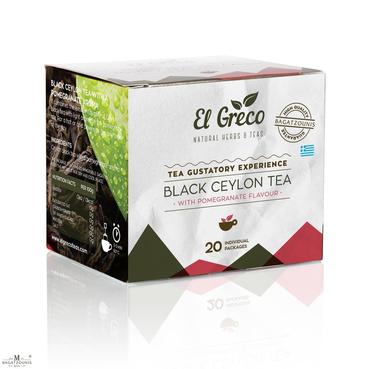 El Greco Premium Greek Pomegranate Black Tea - 20 x Individual Bags