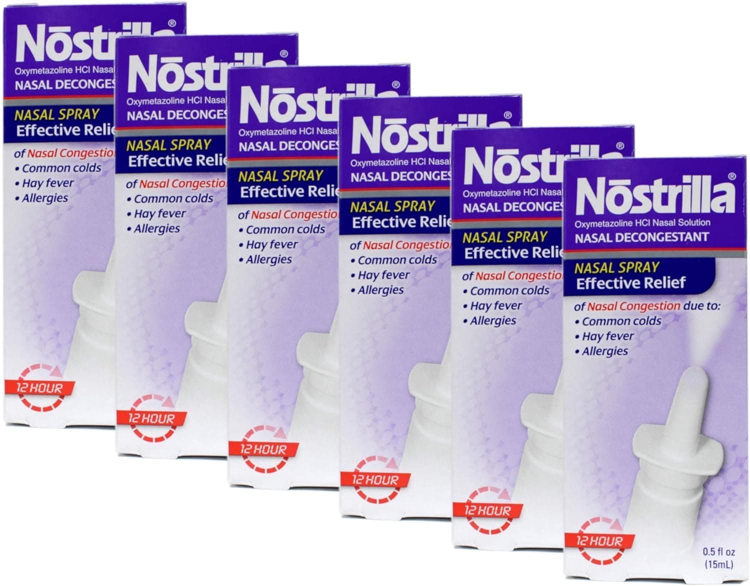 Nasal Decongestant Spray, Stuffy Nose Relief, 0.5 oz (6 Pack)