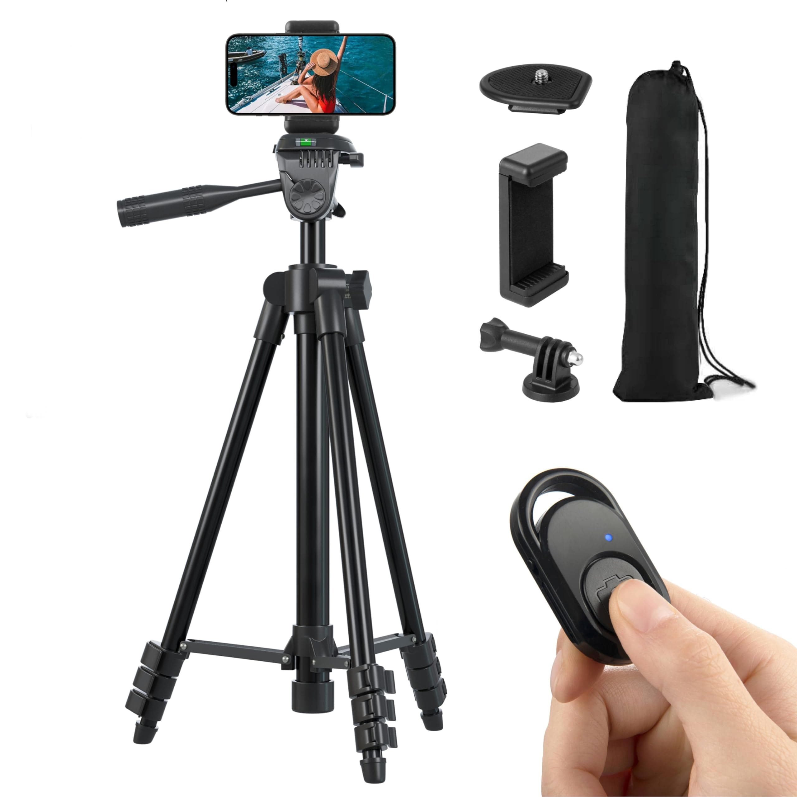 Phone Stand Tripod for iPhone: Lightweight Mobile Phone Tripod Stand for Filming, Selfie Stick for Samsung/Huawei Android Smartphone with Phone Holder and Remote Control | 130cm 51inches