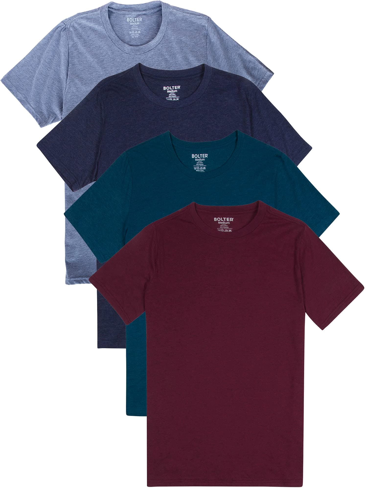 Bolter 4 Pack Men's Everyday Cotton Blend Short Sleeve T-Shirt