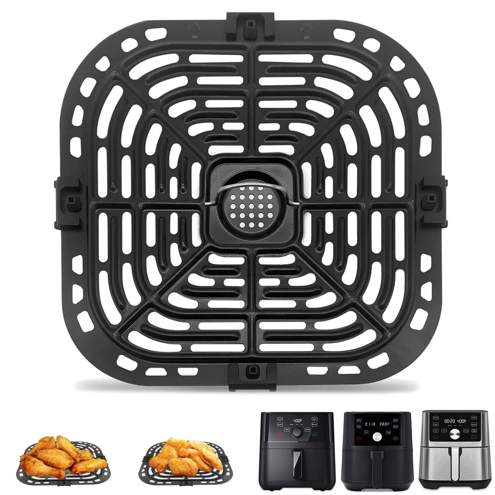 GXF Air Fryer Accessories for Instant Vortex Gourmia, Original Replacement Grill Plate Pan Crisper Tray Rack Parts Plus Gourmia 6 Quart Fryer, Dishwasher Safe