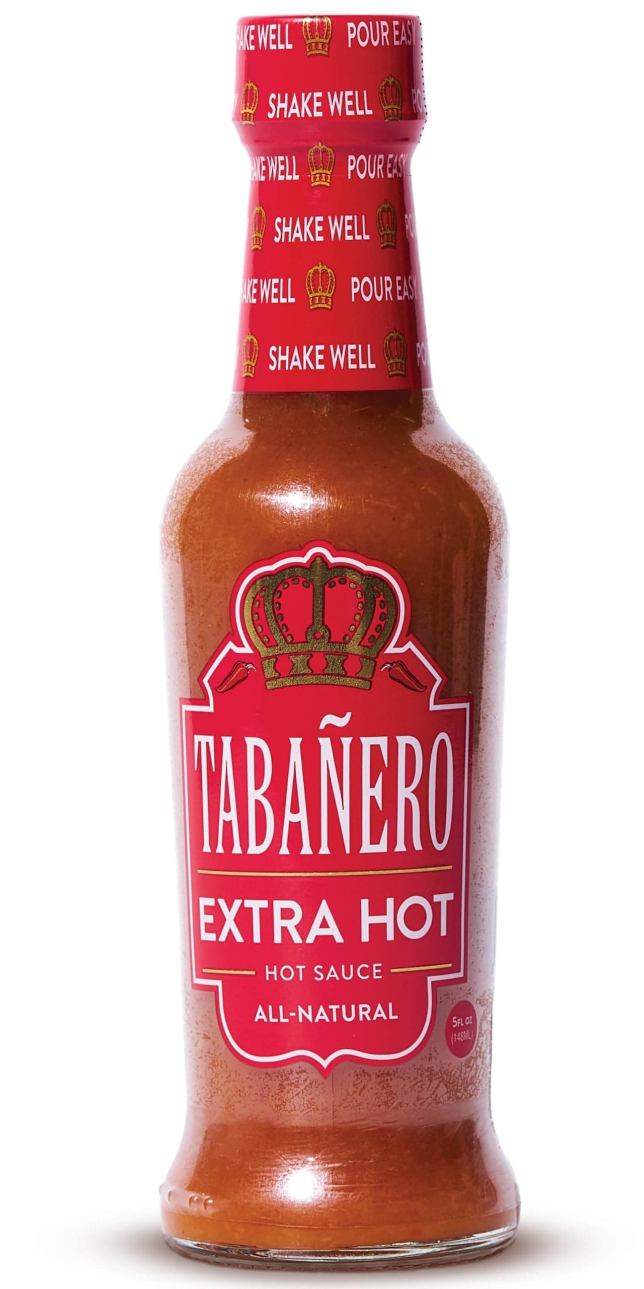 Tabañero Extra Hot Sauce, 5 oz Small Glass Bottle, Gourmet Spicy Sauce Gift, All Natural, Low Sodium, Made in the USA
