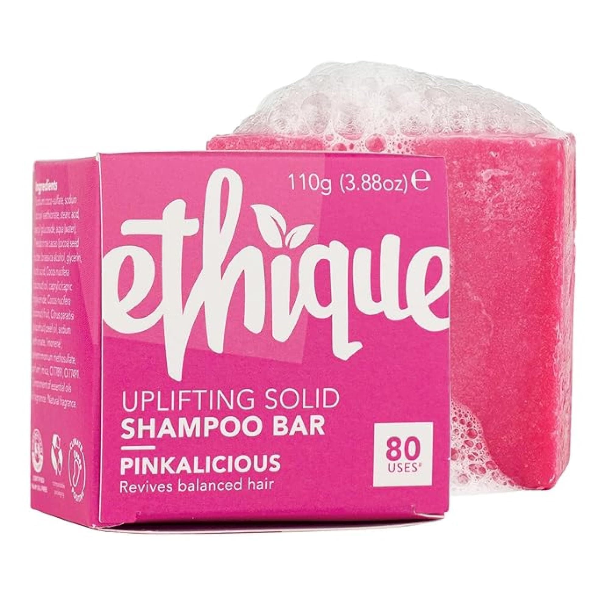 Ethique Uplifting Solid Shampoo Bar for Balanced Hair (80 Washes) - Pinkalicious - Vegan, Eco-Friendly, Plastic-Free, Cruelty-Free