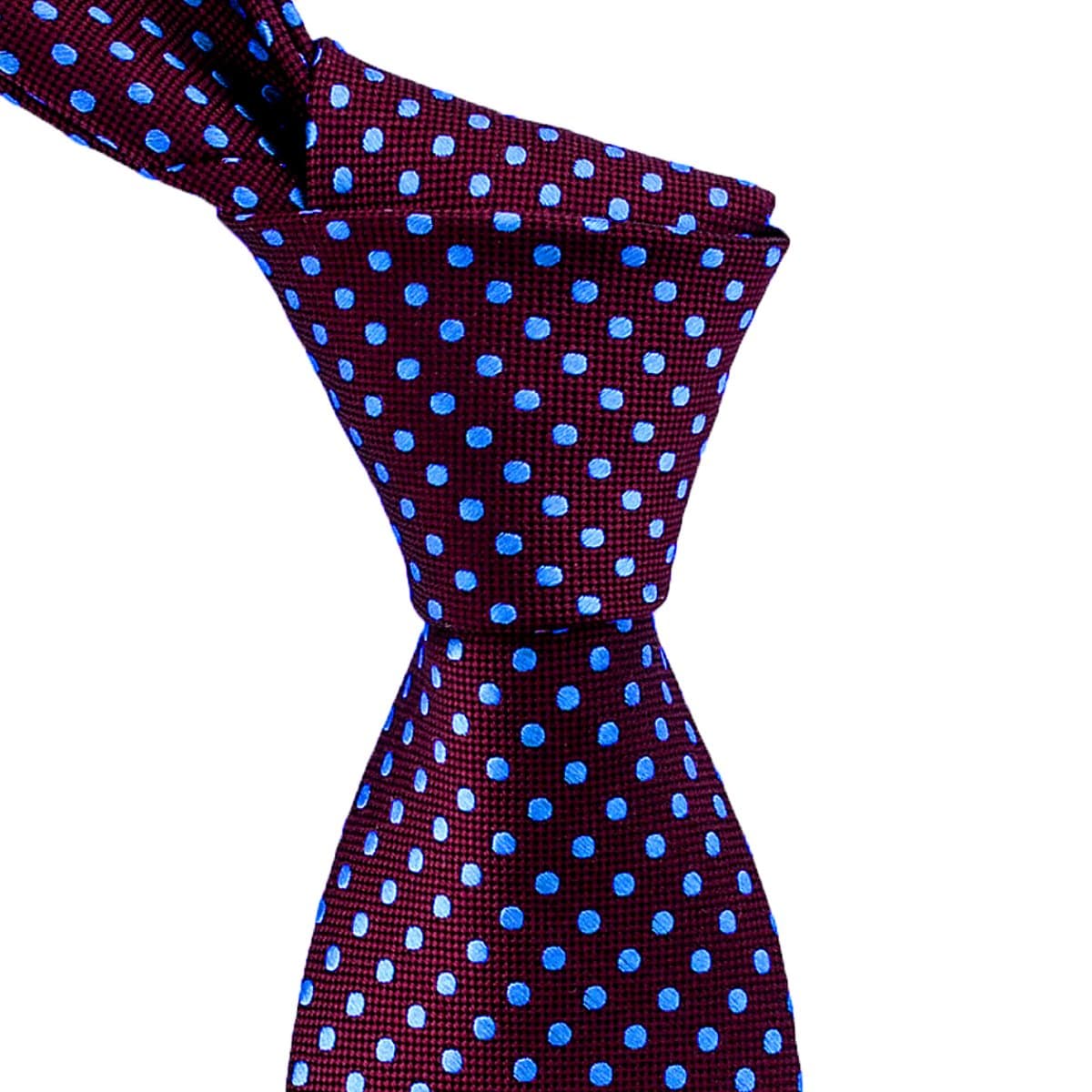 Burgundy Silk Tie with Light Blue Polka Dots Zachary