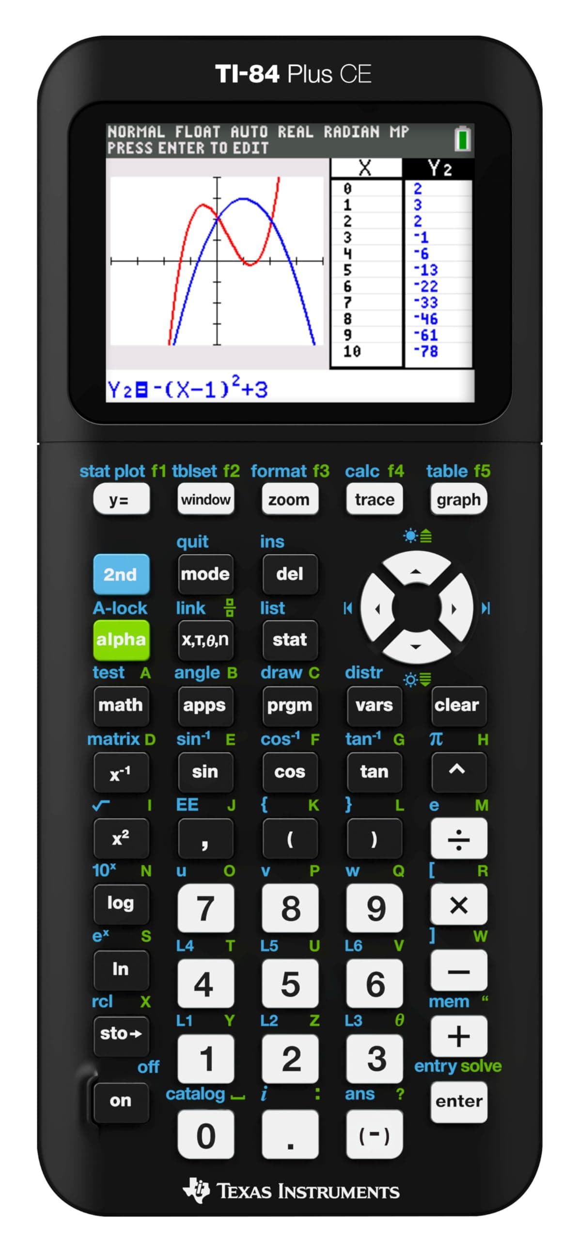 Texas Instruments TI-84 Plus CE Graphing Calculator, Black 7.5 Inch