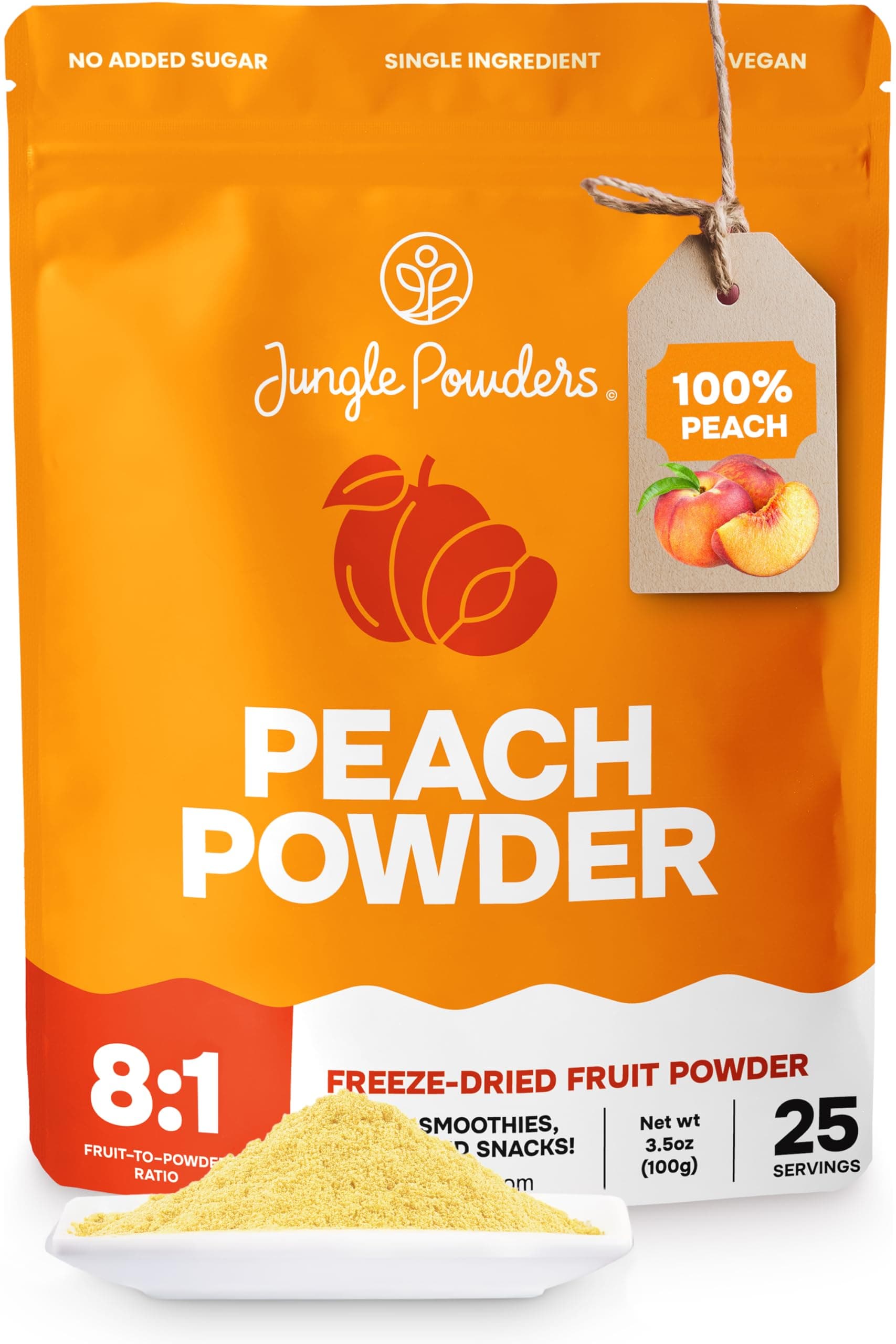 Jungle Powders Freeze Dried Peach Powder 3.5 Ounce Bag Powdered Freeze Dried Peaches Peach Powder for Baking Peach Flavoring Freeze Dried Fruit Powder No Sugar Added Filler Free Dehydrated Peaches