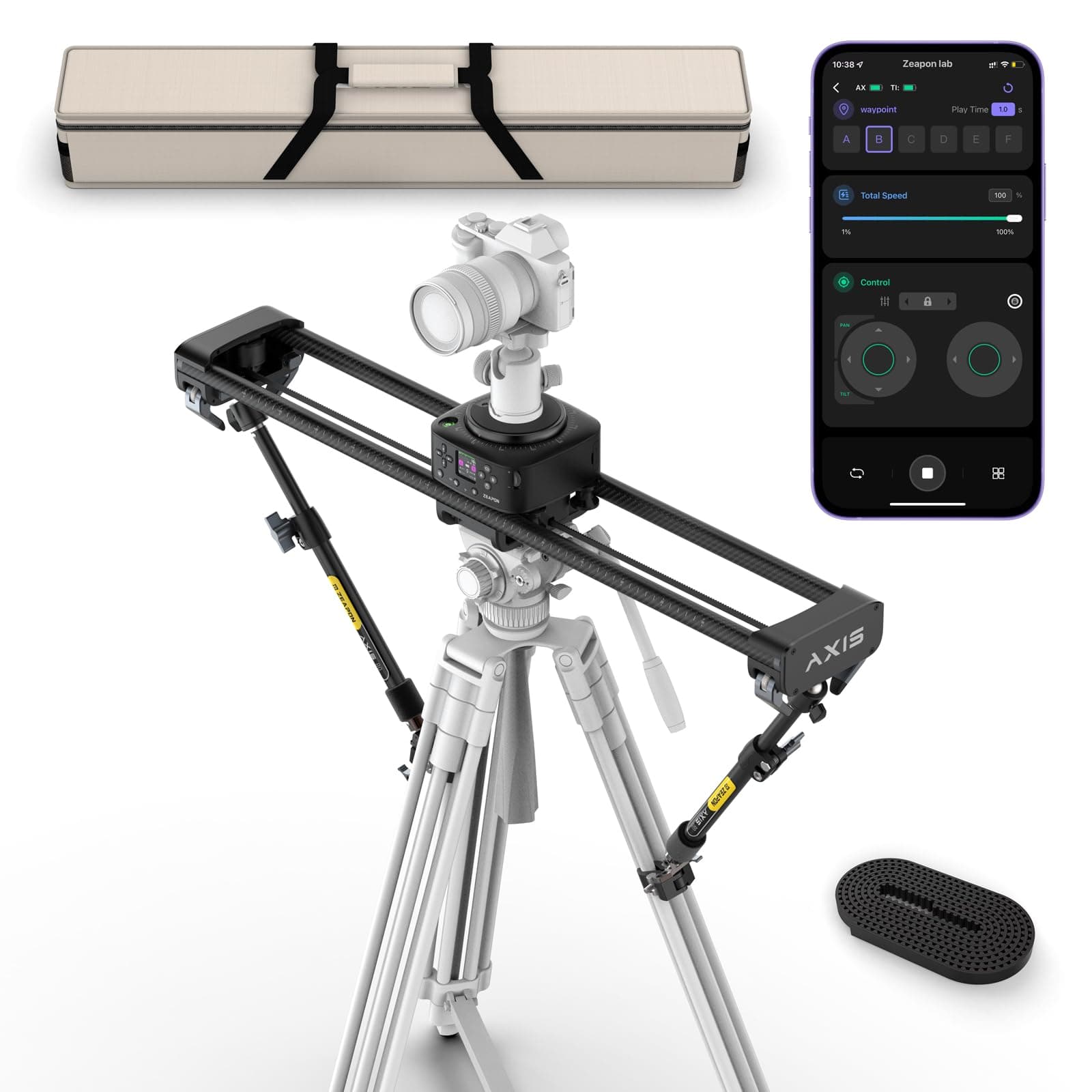 Zeapon AXIS 80 (2-axis) Multi-axis Motorized Camera Slider, 31''/80cm DSLR Dolly Carbon Fiber Electric Track, LCD Screen APP Control, Pan Head for 360° Panoramic Time-Lapse Follow Focus