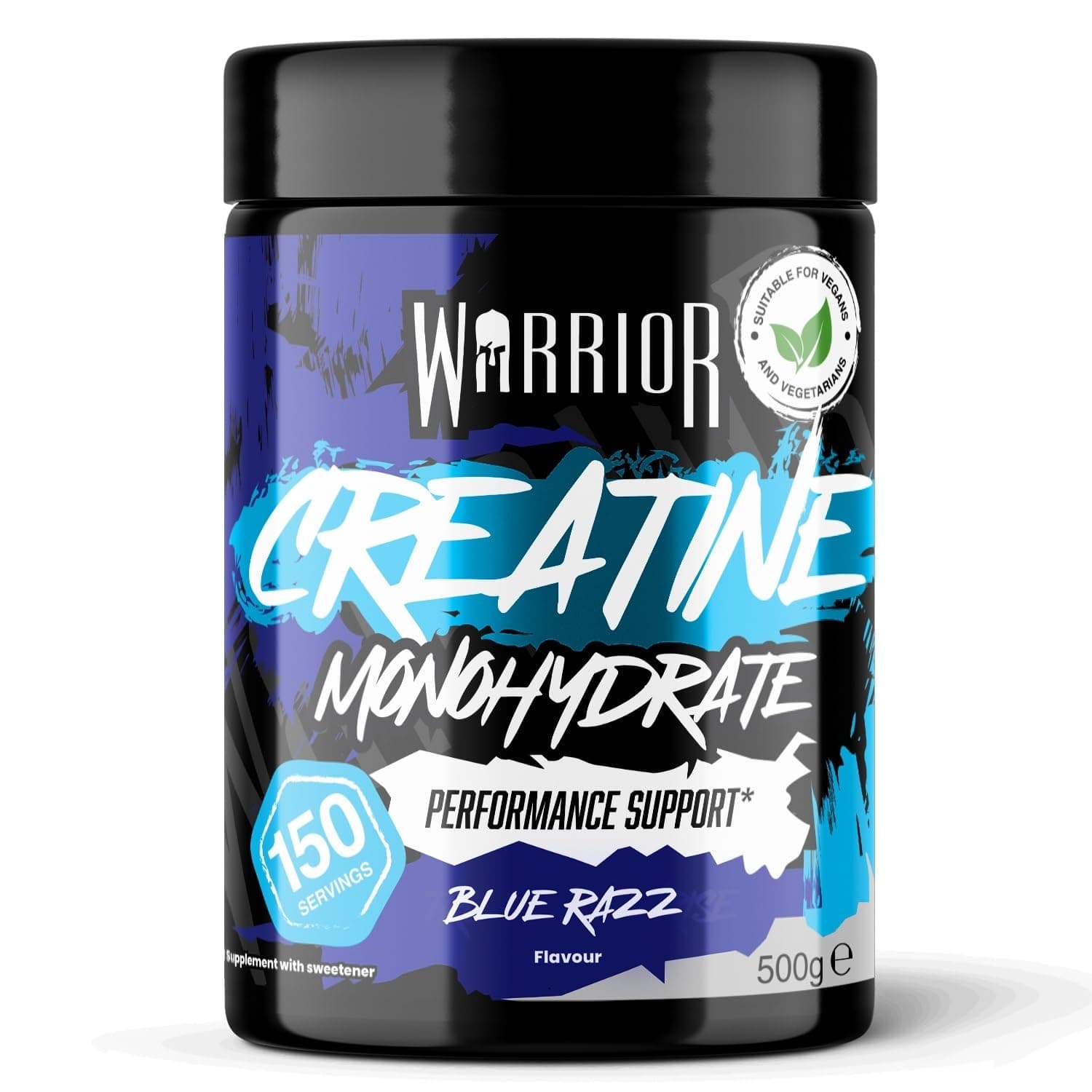 Warrior Creatine Monohydrate Powder 500g (150 Servings) – Pure Micronised Creatine Powder Supplement for Men & Women, Pre & Post Workout Strength, Muscle Growth & Recovery, Vegan – Blue Razz