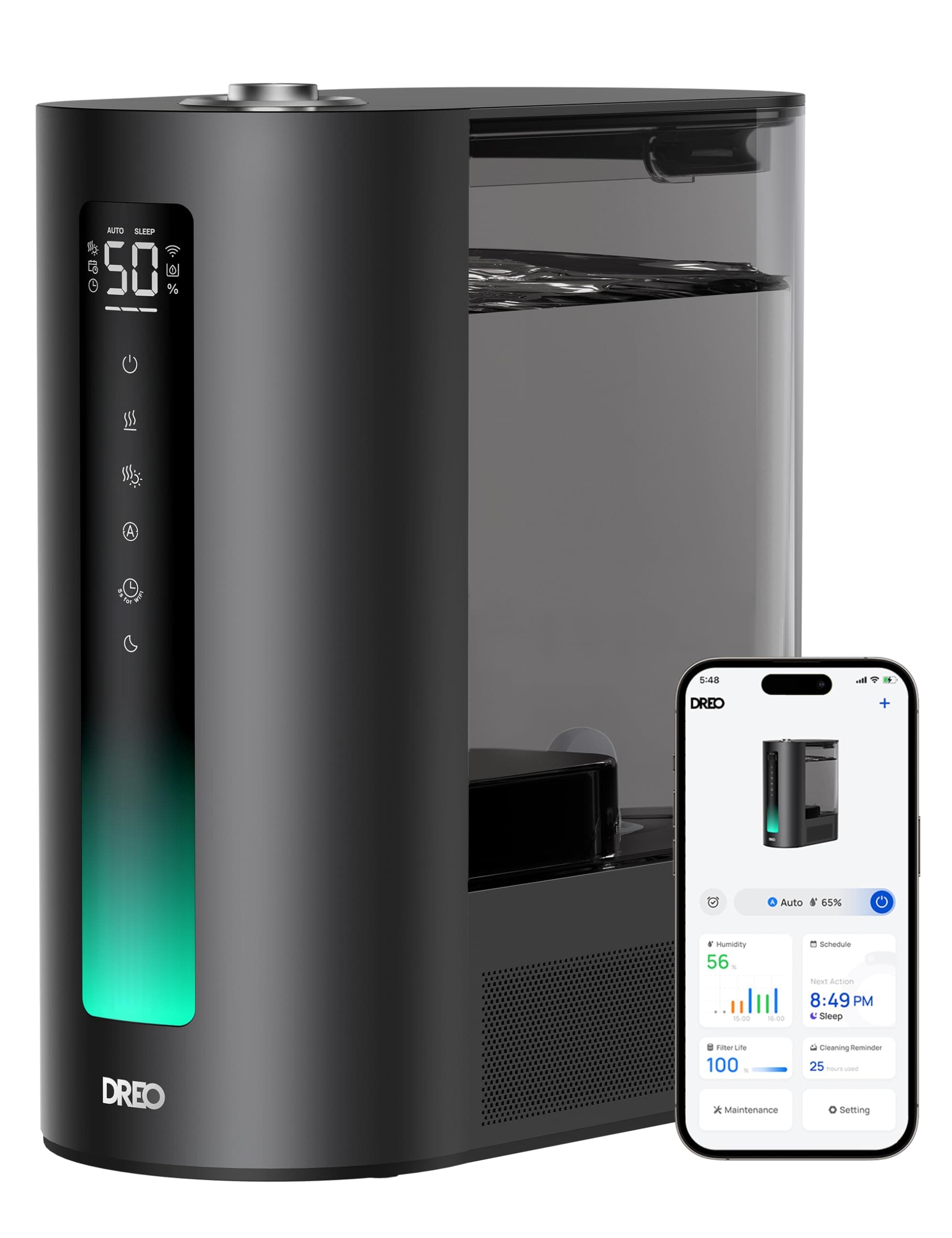 6L Humidifiers for Bedroom Warm Cool Smart Mist for Large Room 60 Hours Quiet Run Time for Baby Plants Humidity Sensor Light