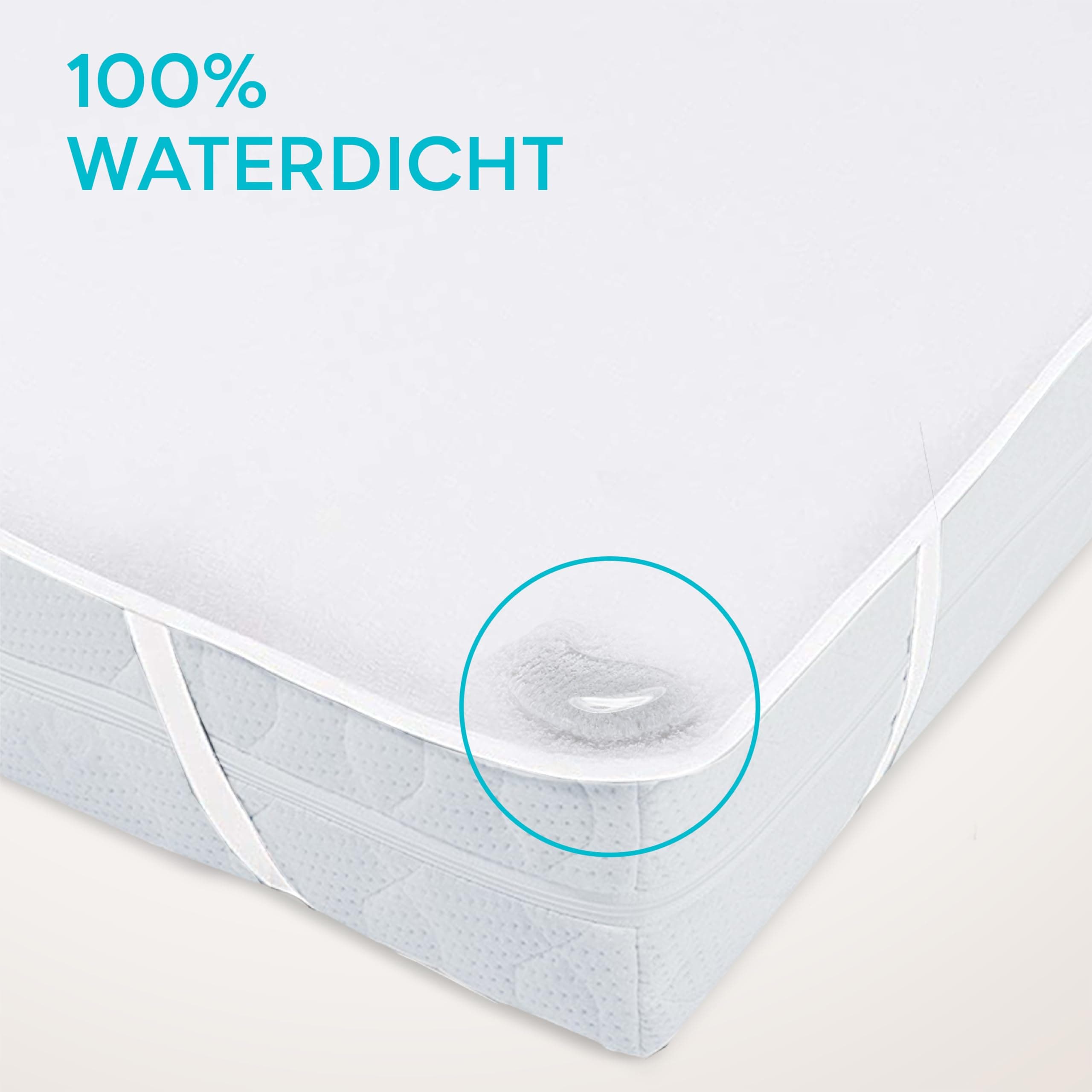 Twinzen Mattress Protector 70 x 190 cm Waterproof Oeko-Tex Certified - Mattress Protector 70 x 190 cm Made of Breathable Cotton with 4 Corner Elastics