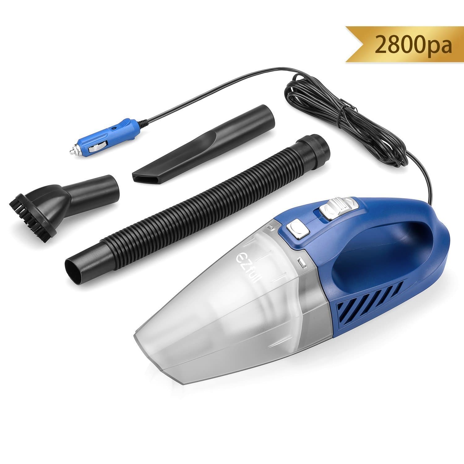 EZfull Car Vacuum Cleaner Wet&Dry Handheld Portable Mini Automotive/Auto Vacuums DC 12V with 16.4ft(5m) Power Cord (Blue)