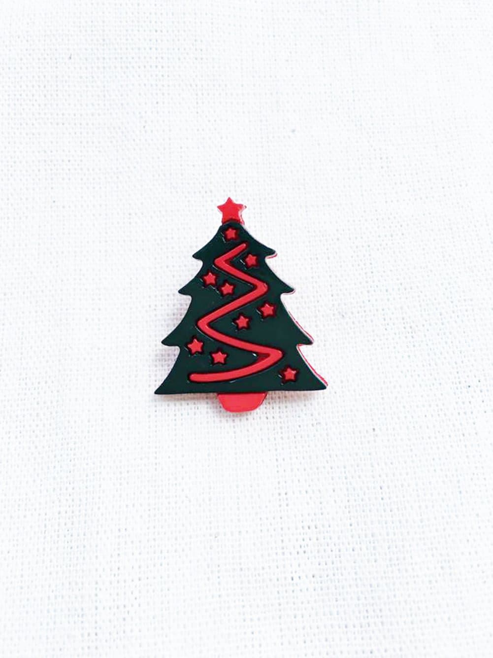 Maguillage Plastic Button Cartoon Christmas Tree Set of 12 Pcs.