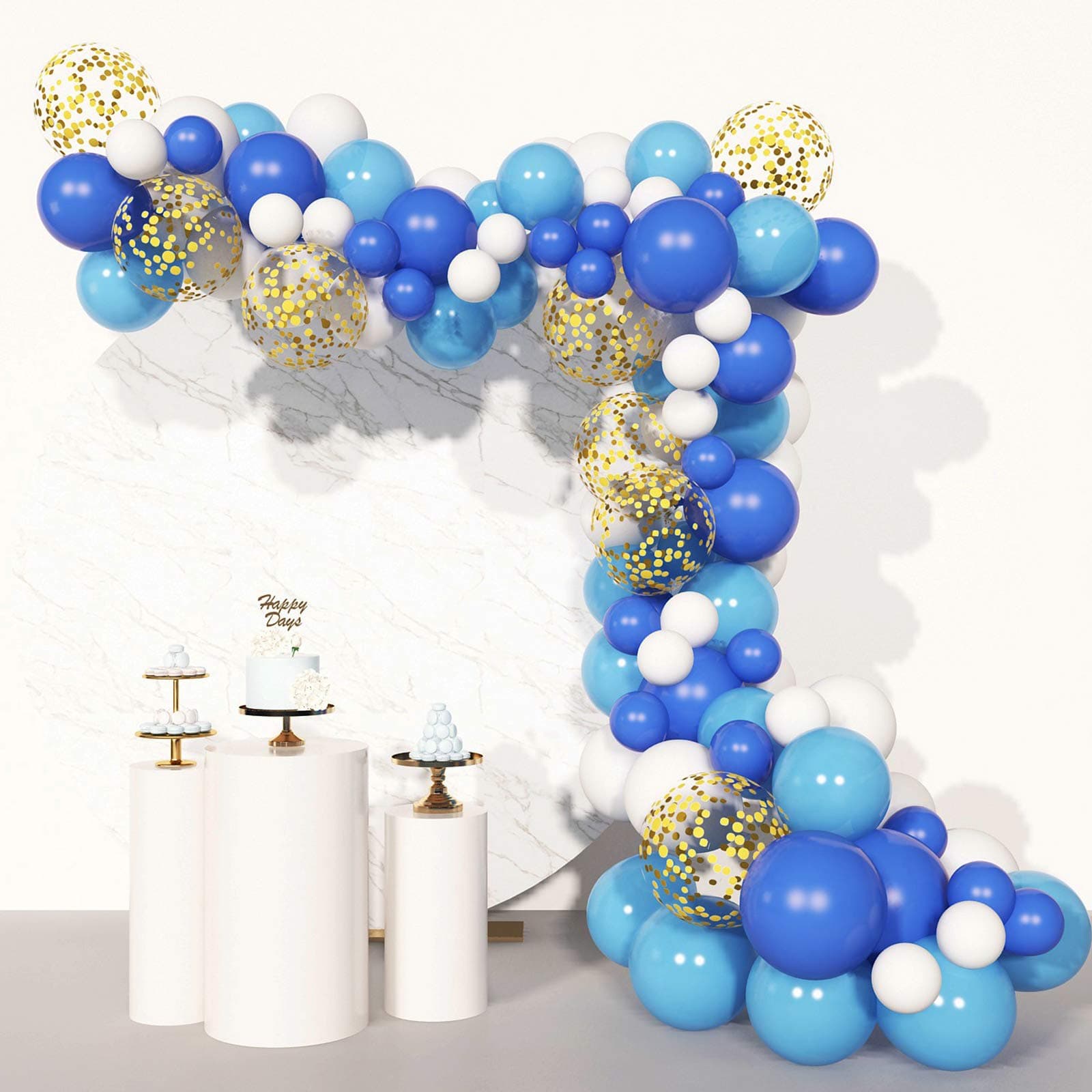 Soonlyn Blue Confetti Balloons 100Pcs Matte Party Latex Balloon Arch Garland Kit for Baby Shower Birthday Party Decoration (12 Inch 10 Inch 5 Inch)
