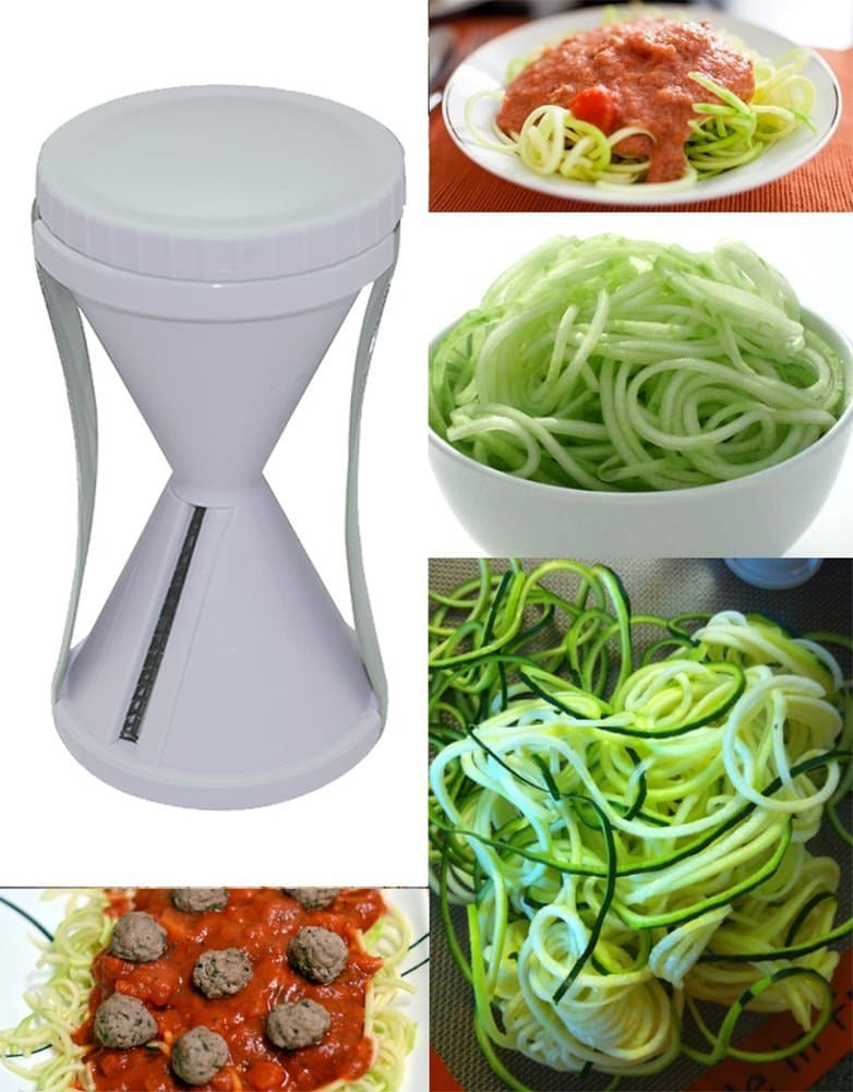 Unves Stainless Steel Vegetable Spiral Slicer Vegetable Spiralizer, White
