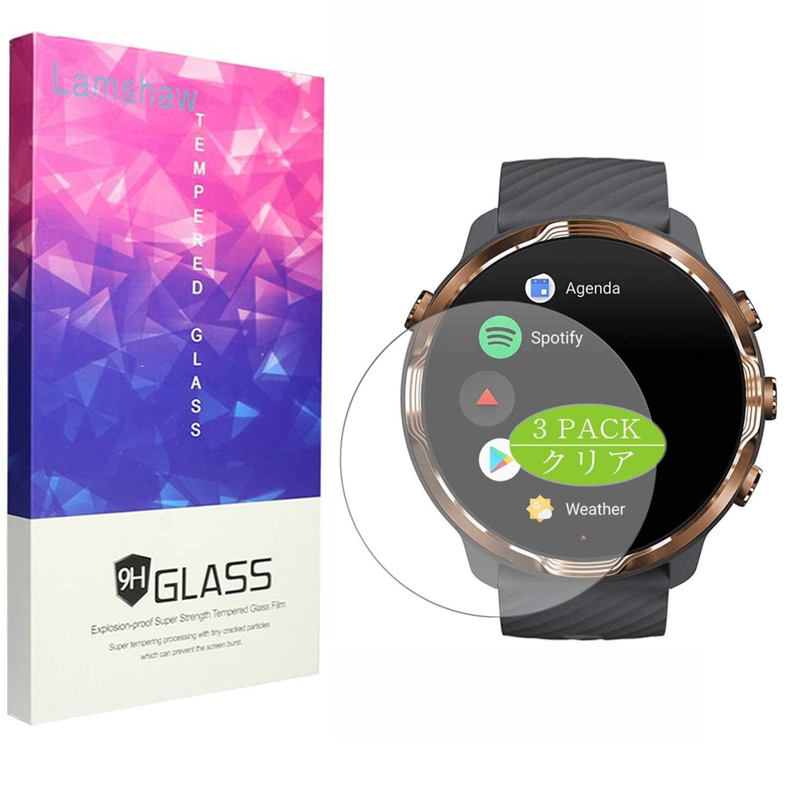 for SUUNTO 7 Screen Protector, Blueshaw 9H Tempered Glass Screen Protector for SUUNTO 7 Smartwatch (3 pack)