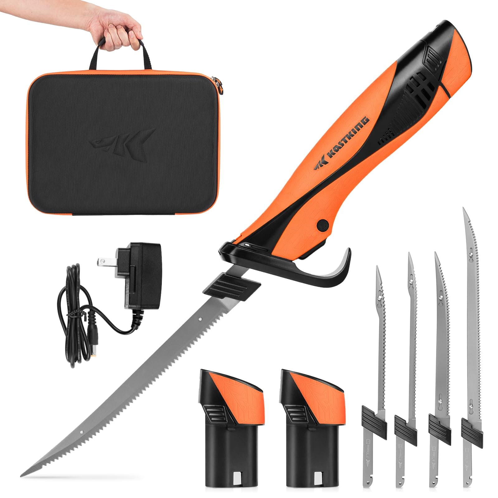 Speed Demon Pro Lithium-ion Electric Fillet Knife - Cordless Rechargeable Fishing Knife with 4 Blades, High Torque Motor with Extended Battery Life, Ergonomic Handle and Custom Carry Case