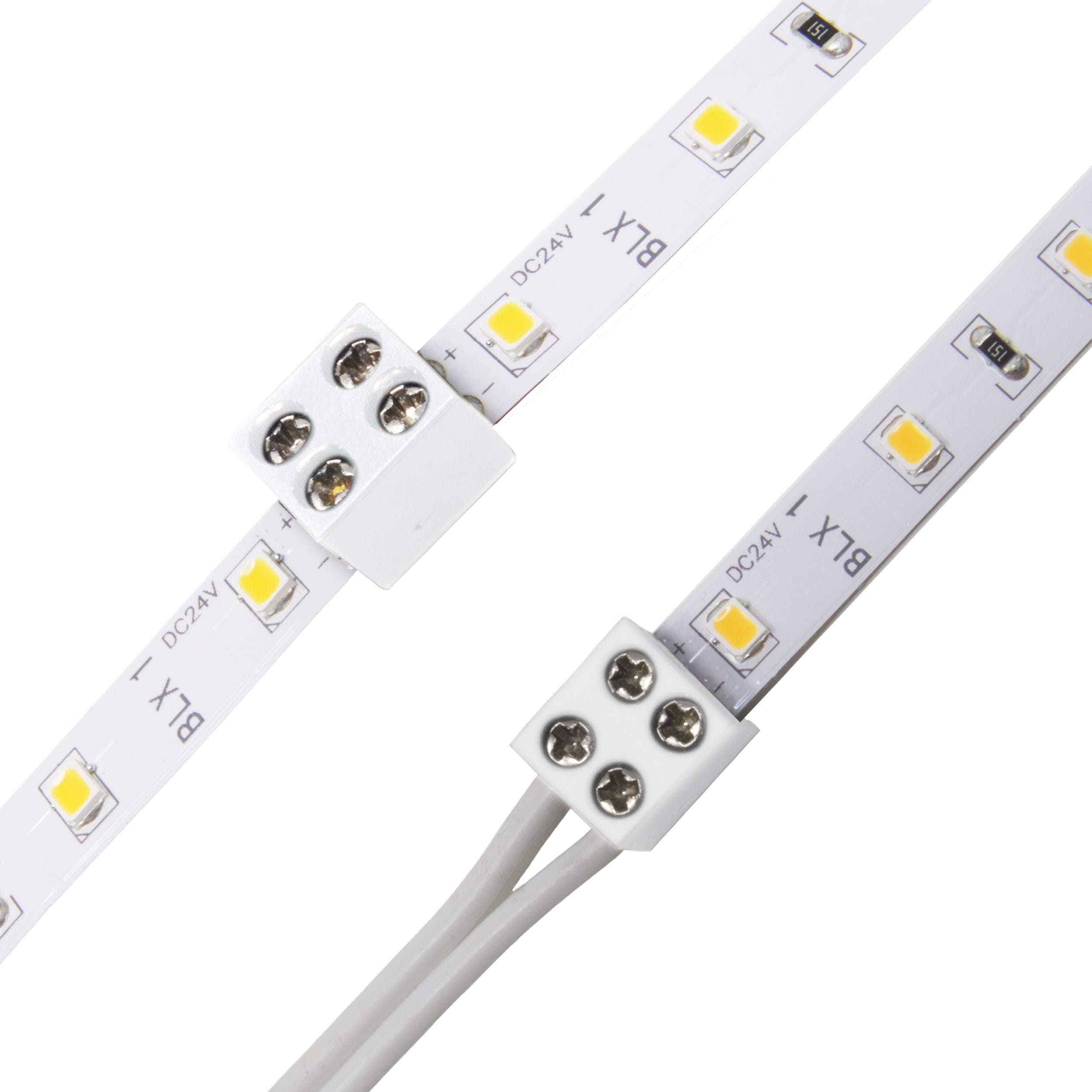 Diode LED Tape Light Terminal Block Connector Screw Down 8mm Tape-to-Wire White Pack of 25 Individually Bagged