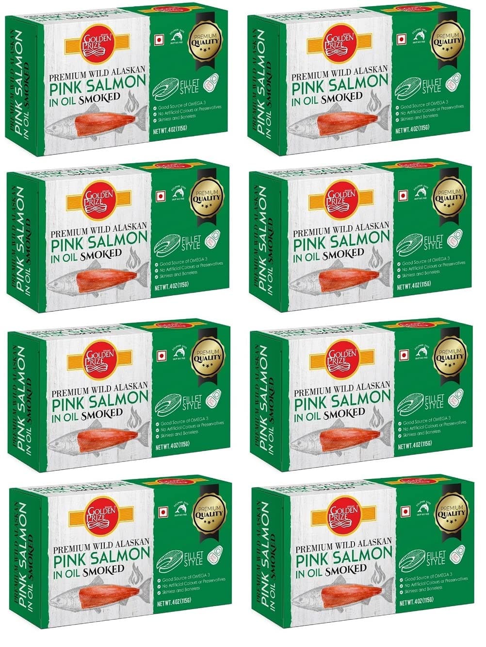 Wild Alaskan Smoked Pink Salmon Fillet in Oil, 115g (Pack of 8)