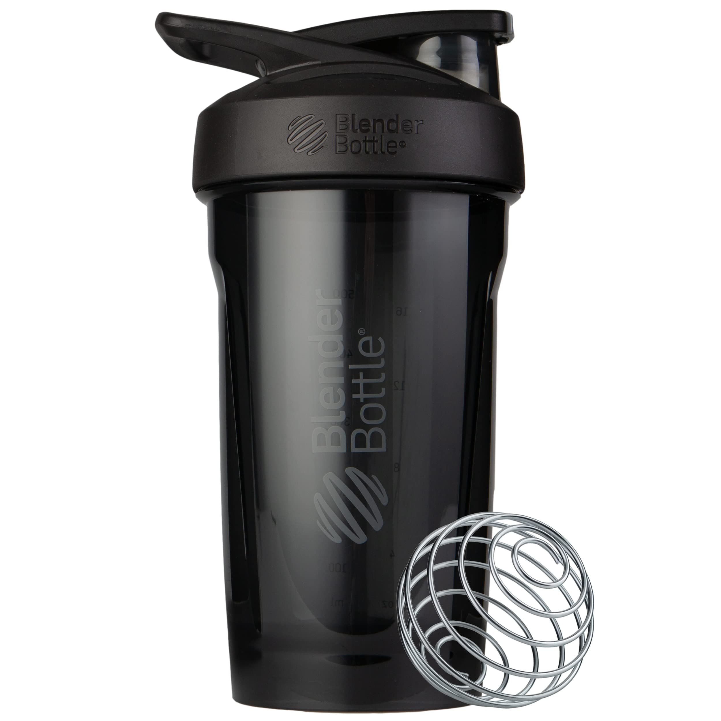 BlenderBottle Strada Shaker Cup, Wire Mixball For Protein Shakes and Pre Workout, 710ml, Black