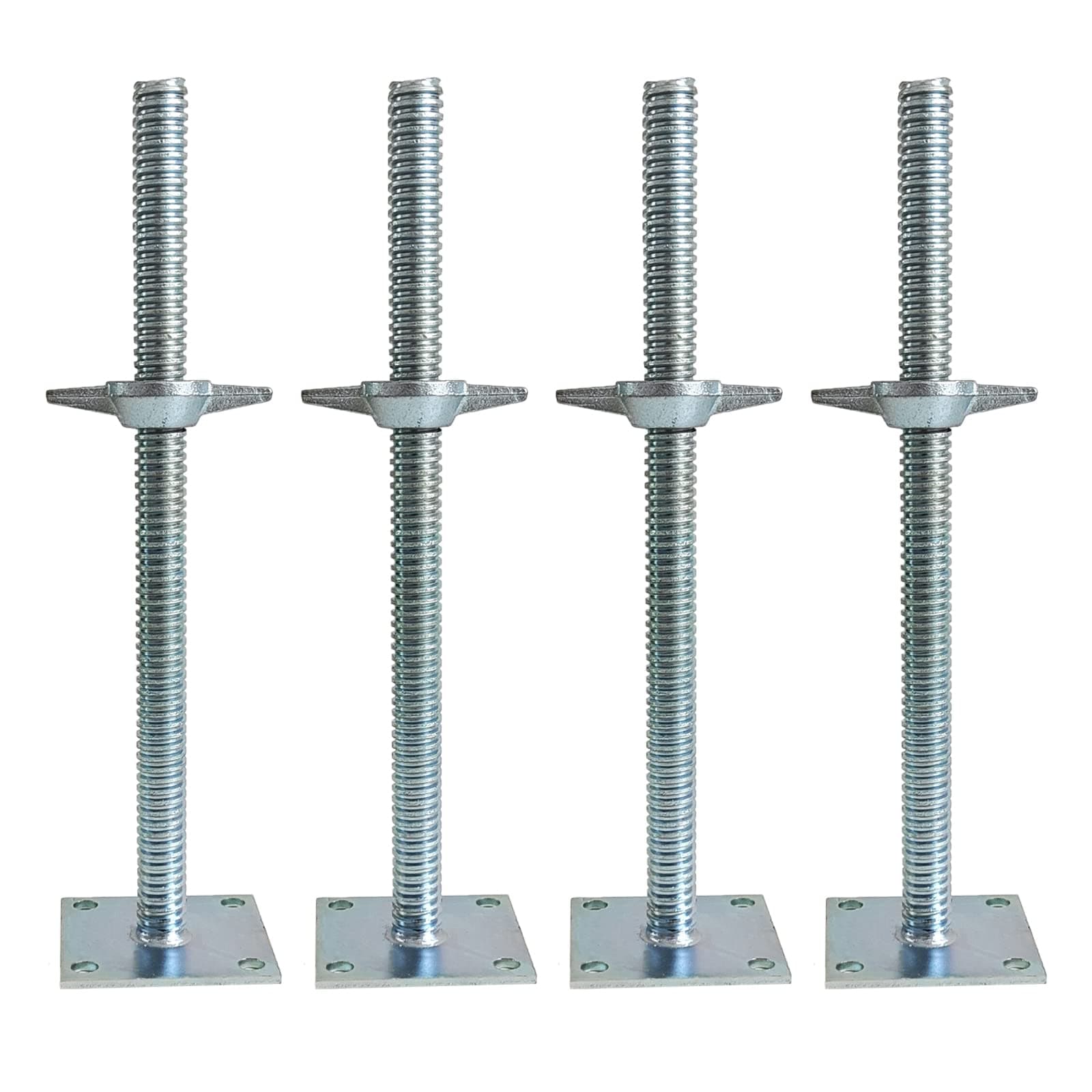 4 Pack Adjustable Leveling Jack Solid Screw Jacks with Base Plate for Baker-Style Scaffolding, Silver
