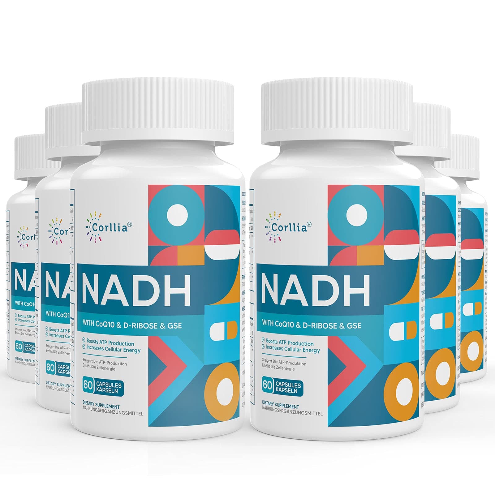 NADH 50mg + CoQ10 200mg + D-Ribose 150mg Supplement, Enhance NAD+ Supplement for Energy, Fatigue, Reduced Nicotinamide Adenine Dinucleotide, 360 Veggie Capsules