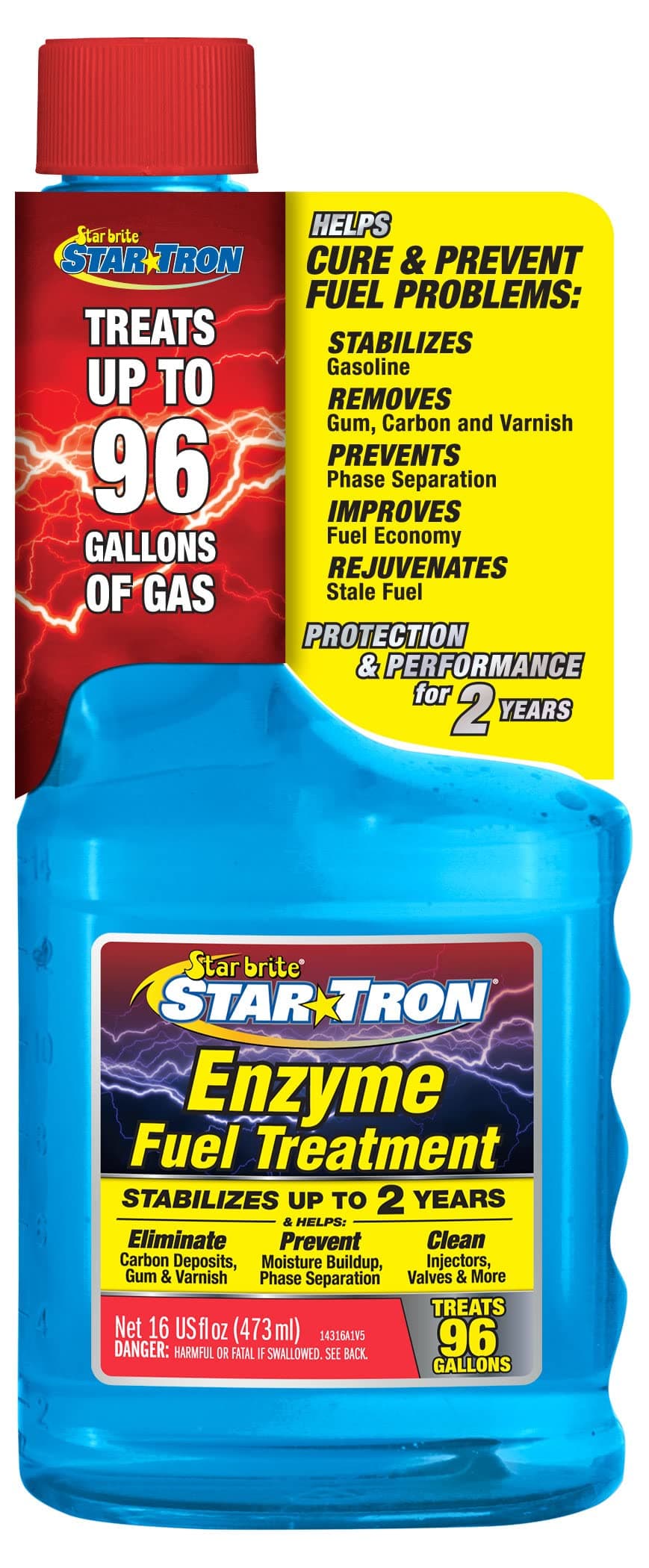 Star Tron Enzyme Fuel Treatment - Small Engine Formula - 16 Oz Treats up to 96 Gals, Gas Additive Rejuvenates & Stabilizes Old Gasoline, Cures & Prevents Ethanol Problems, Improves MPG (014316)