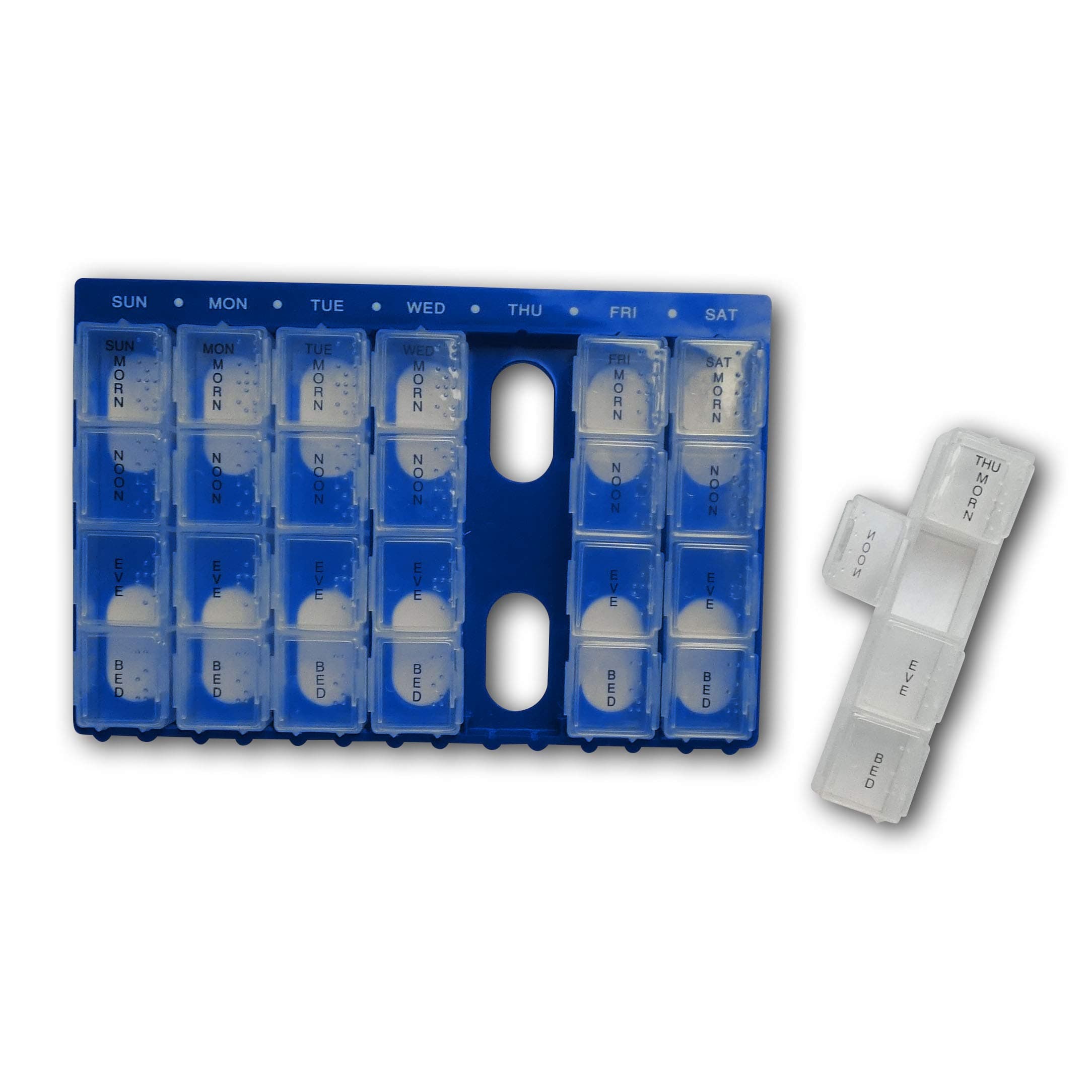 Life Healthcare Weekly Pill Box Tablet Organiser 7 Day 4 Times a Day – 28 Compartments - Travel Portable, Detachable Daily Pill Box for Vitamins, Tablets, Pills, Supplements, Medicines
