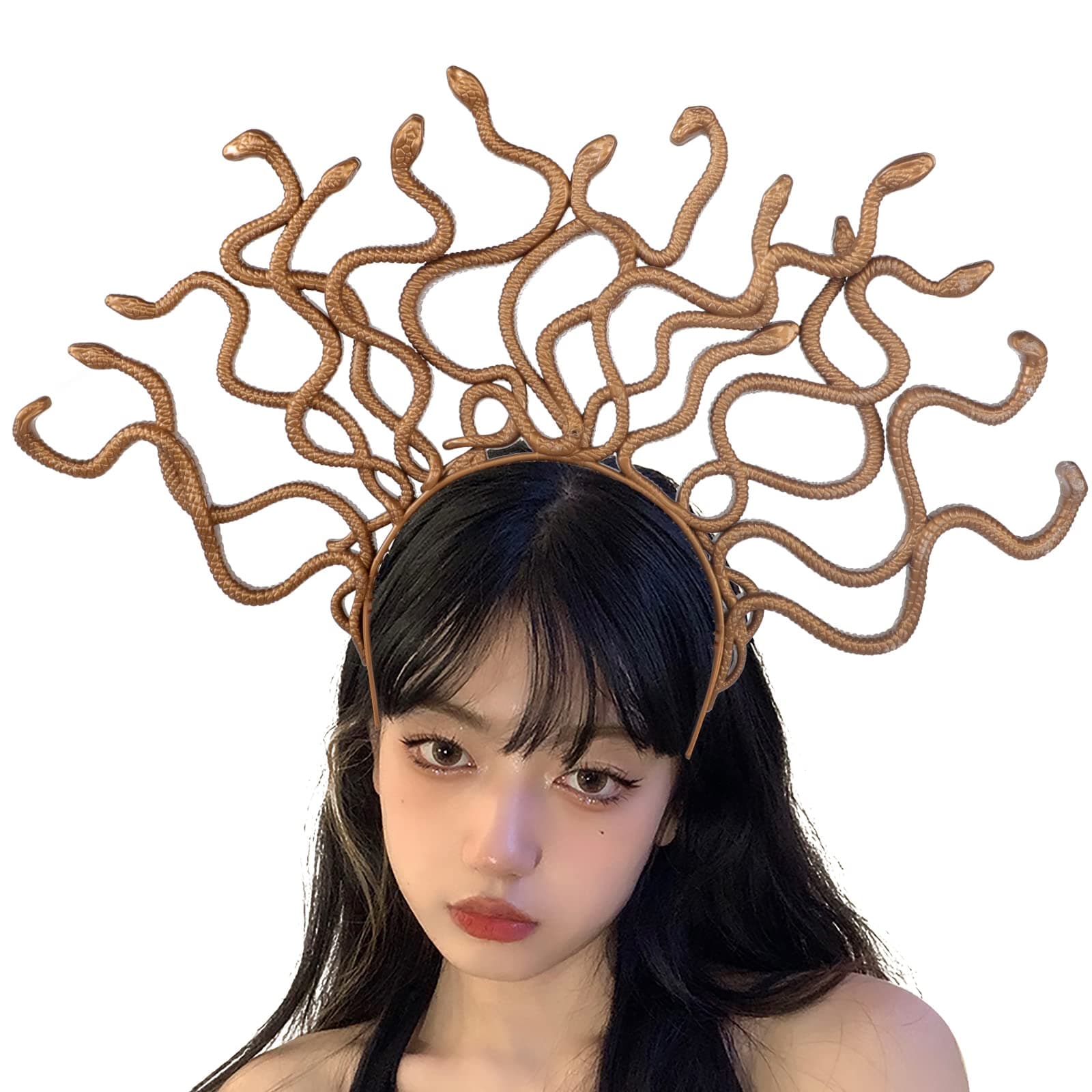 OhMill Halloween Snake Headband Medusa Cosplay Hairband for Carnival Party Scary Snake Crown Headpiece Costume Party Supplies